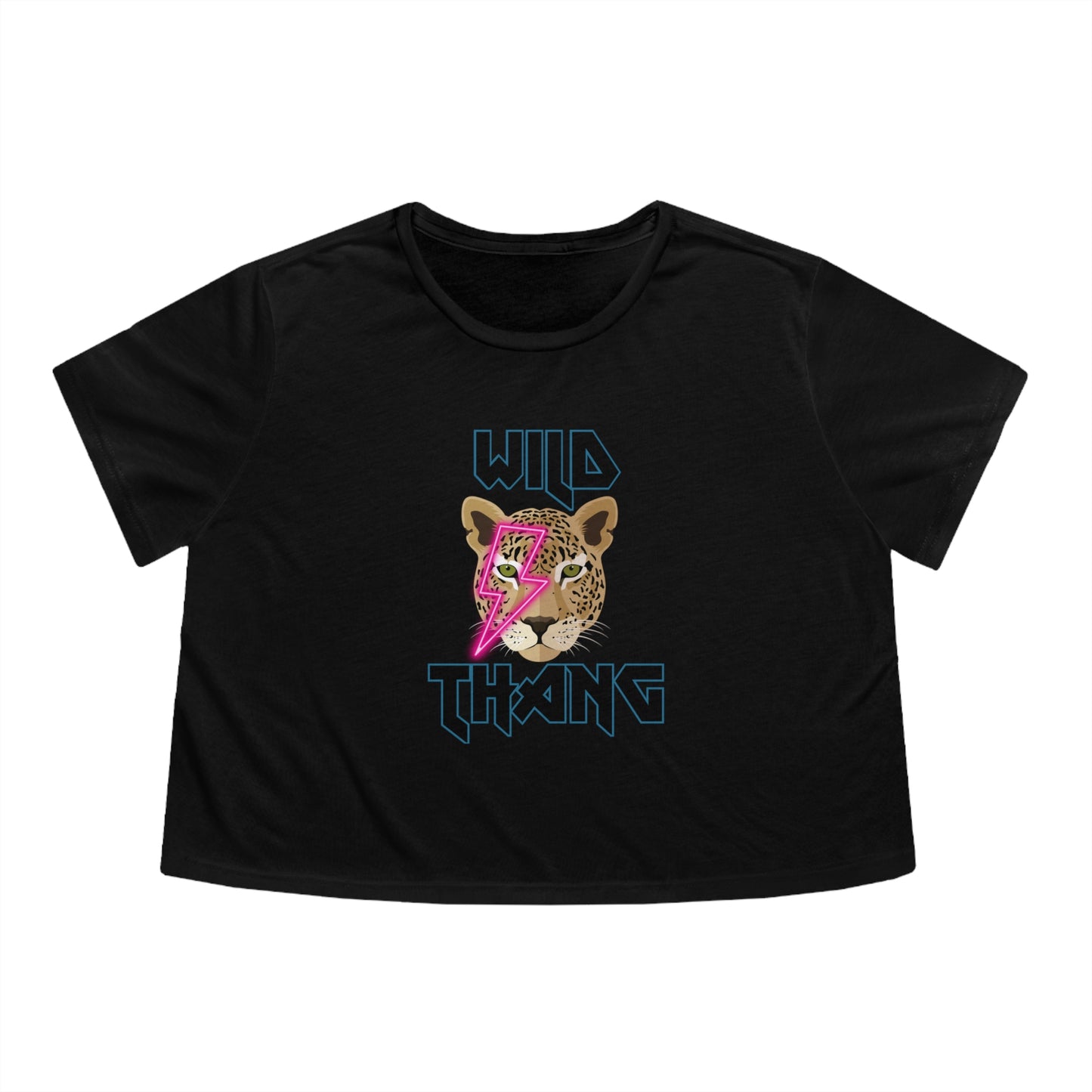 Wild Thang Neon Pink Lightening Leopard Women's Flowy Cropped Tee