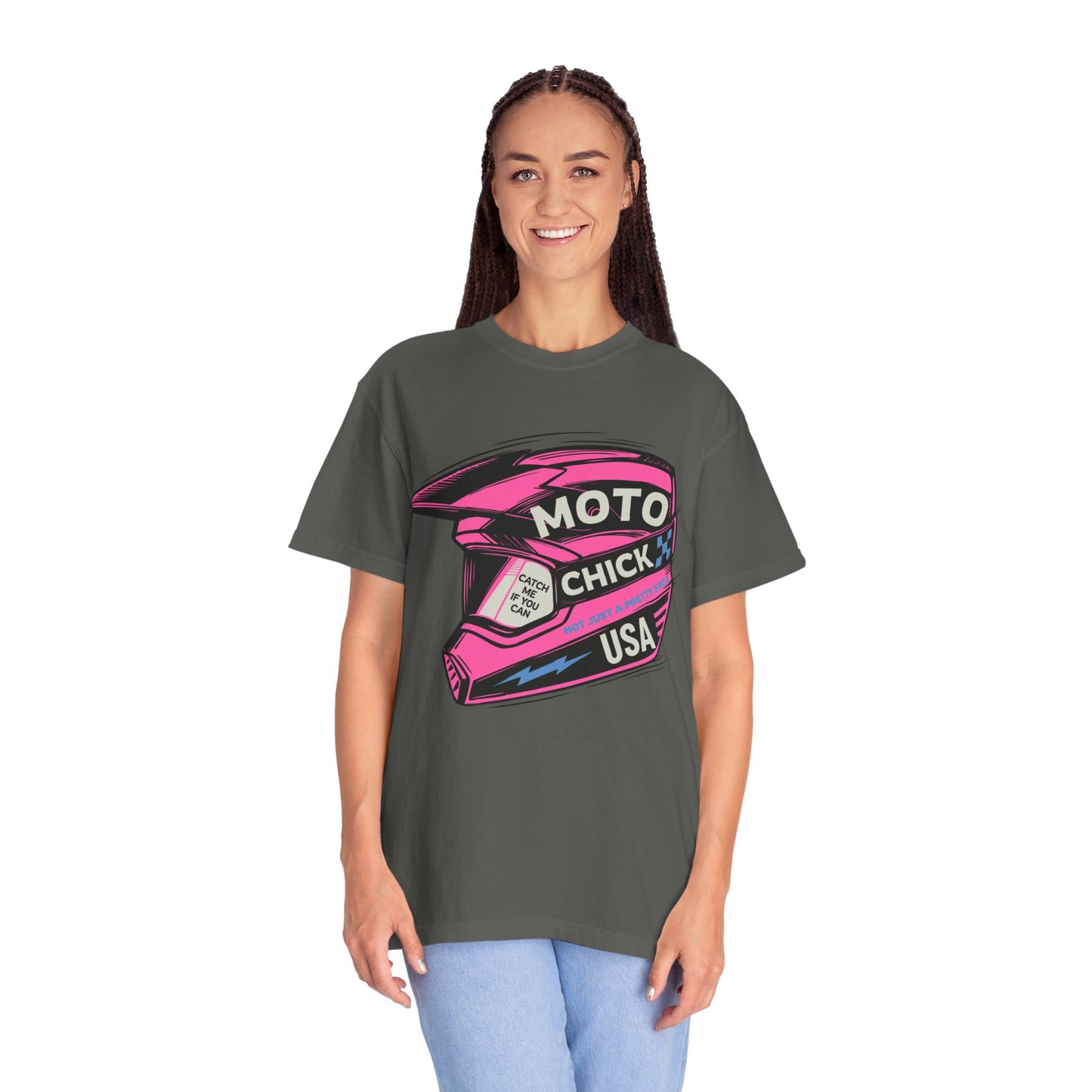Women's Moto Chick MotoX MotoCross Motorcycle Dirtbike Offroad Garment-Dyed T-shirt