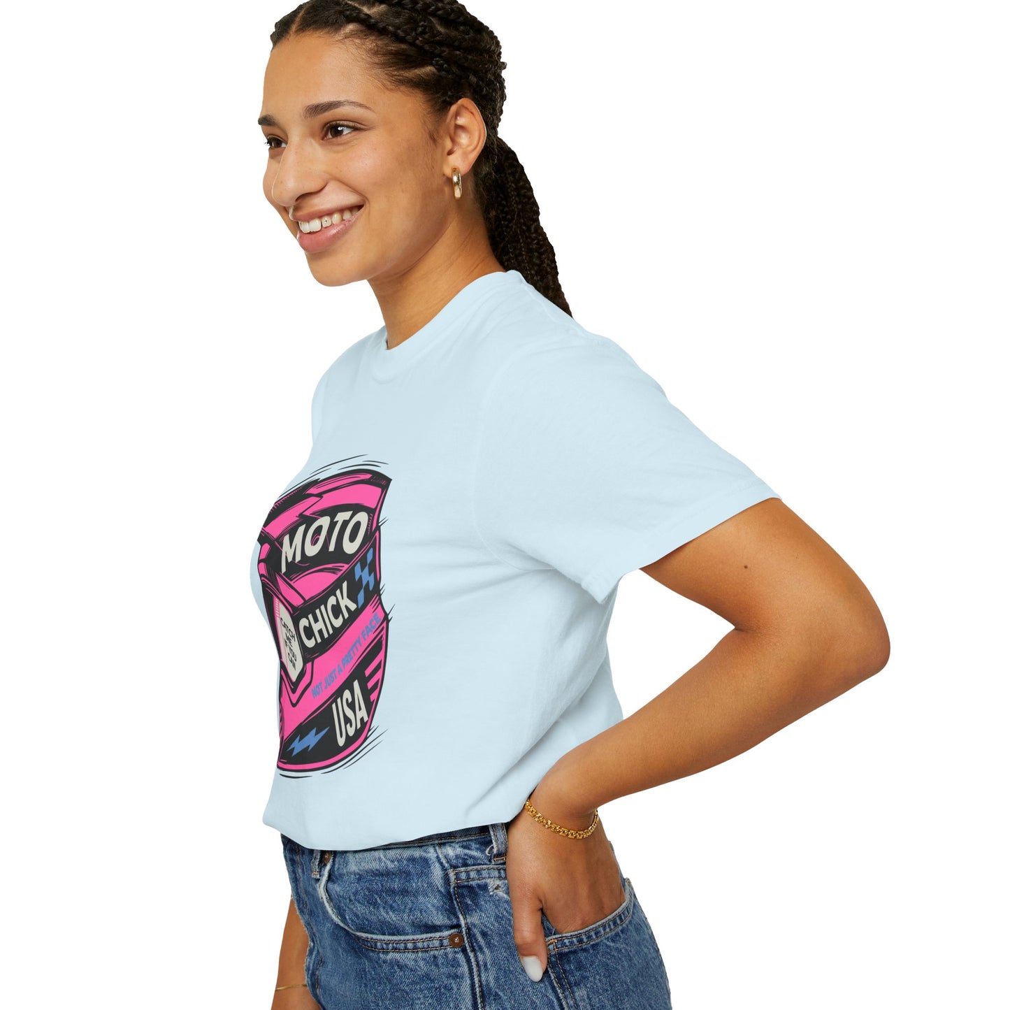 Women's Moto Chick MotoX MotoCross Motorcycle Dirtbike Offroad Garment-Dyed T-shirt