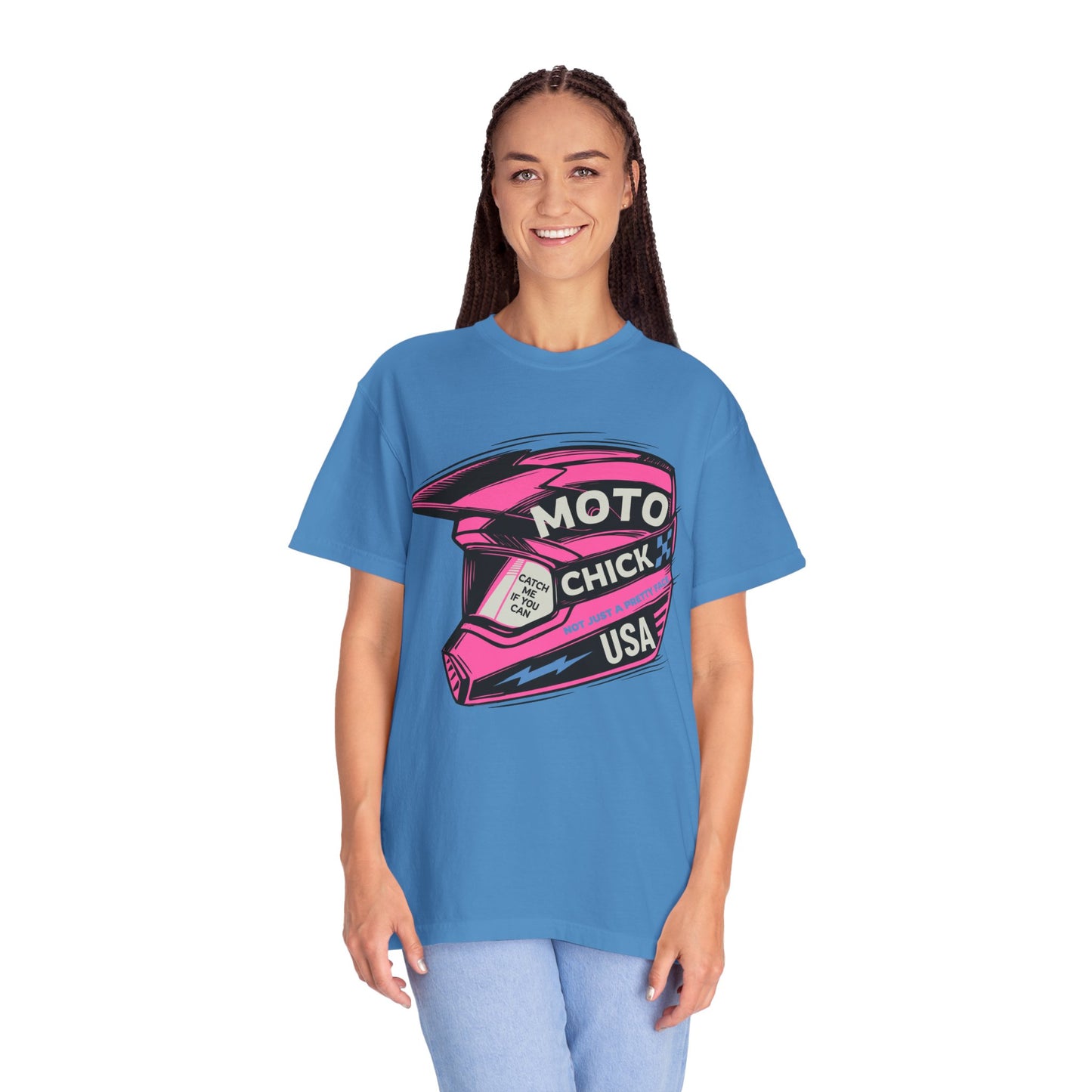 Women's Moto Chick MotoX MotoCross Motorcycle Dirtbike Offroad Garment-Dyed T-shirt
