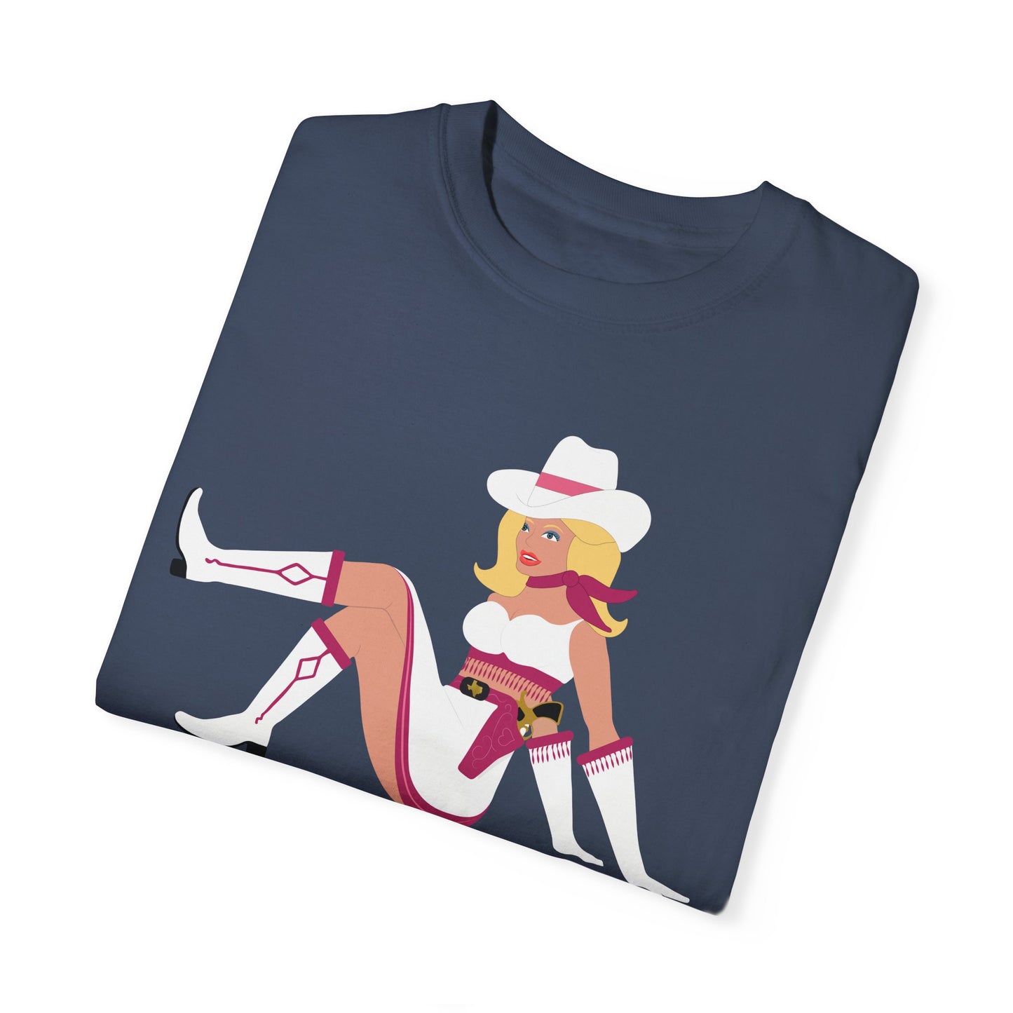 Vegas Vikki Retro PinUp Cowgirl Unisex Garment-Dyed T-shirt