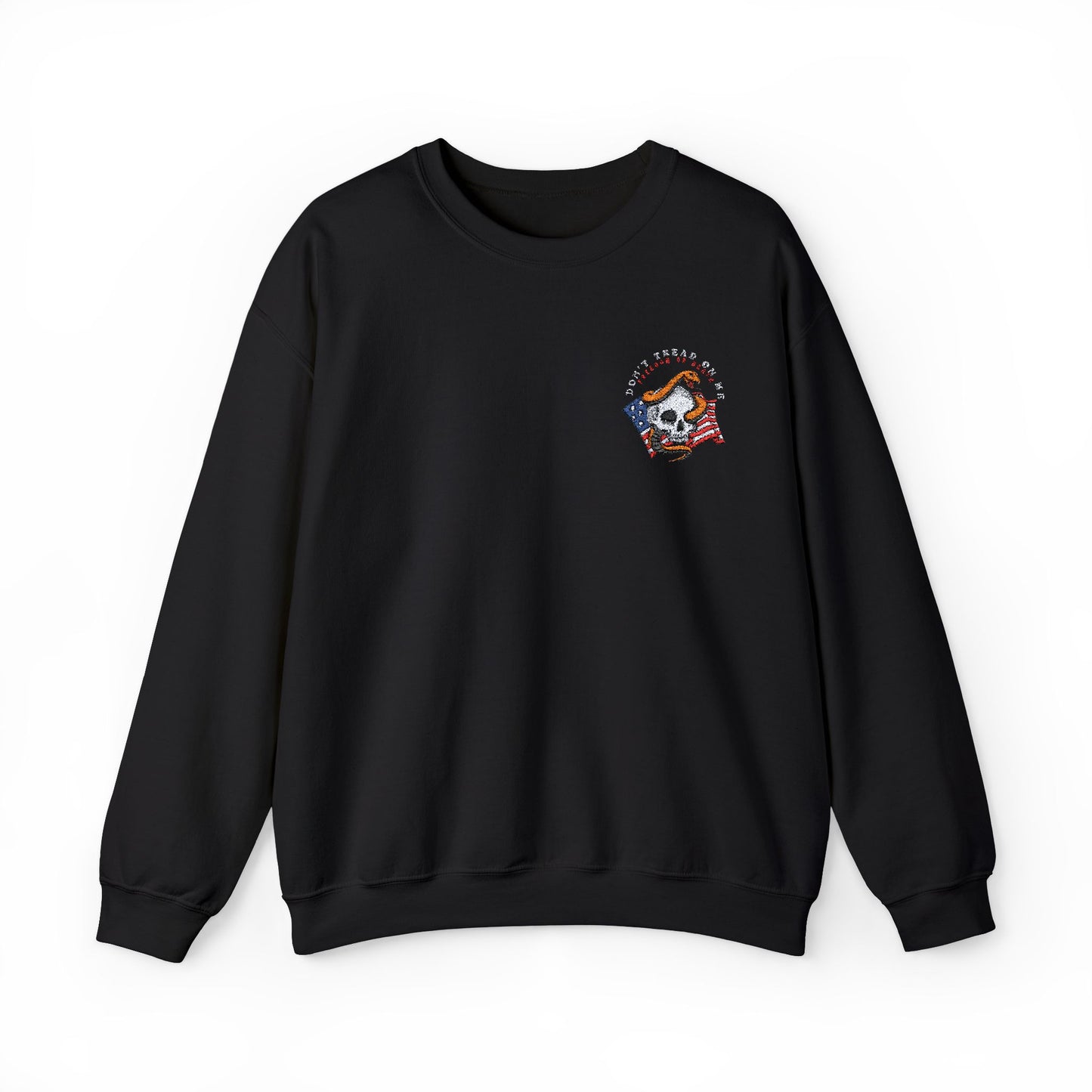 Don't Tread On Me Freedom or Die Skull Snake Embroidery Unisex Heavy Blend™ Crewneck Sweatshirt