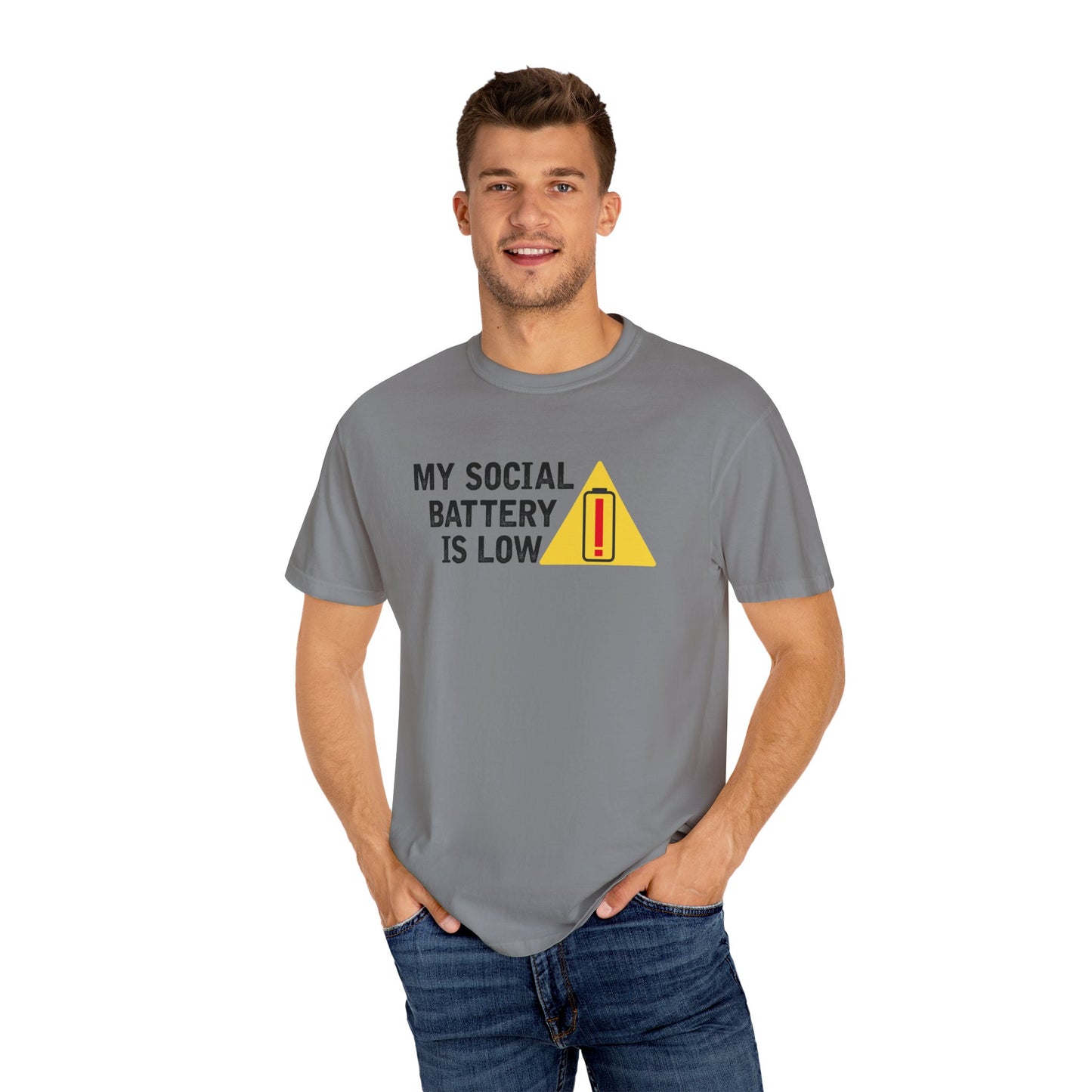 Social Battery is Low Socially Hungover Color Comfort Unisex Garment-Dyed T-shirt