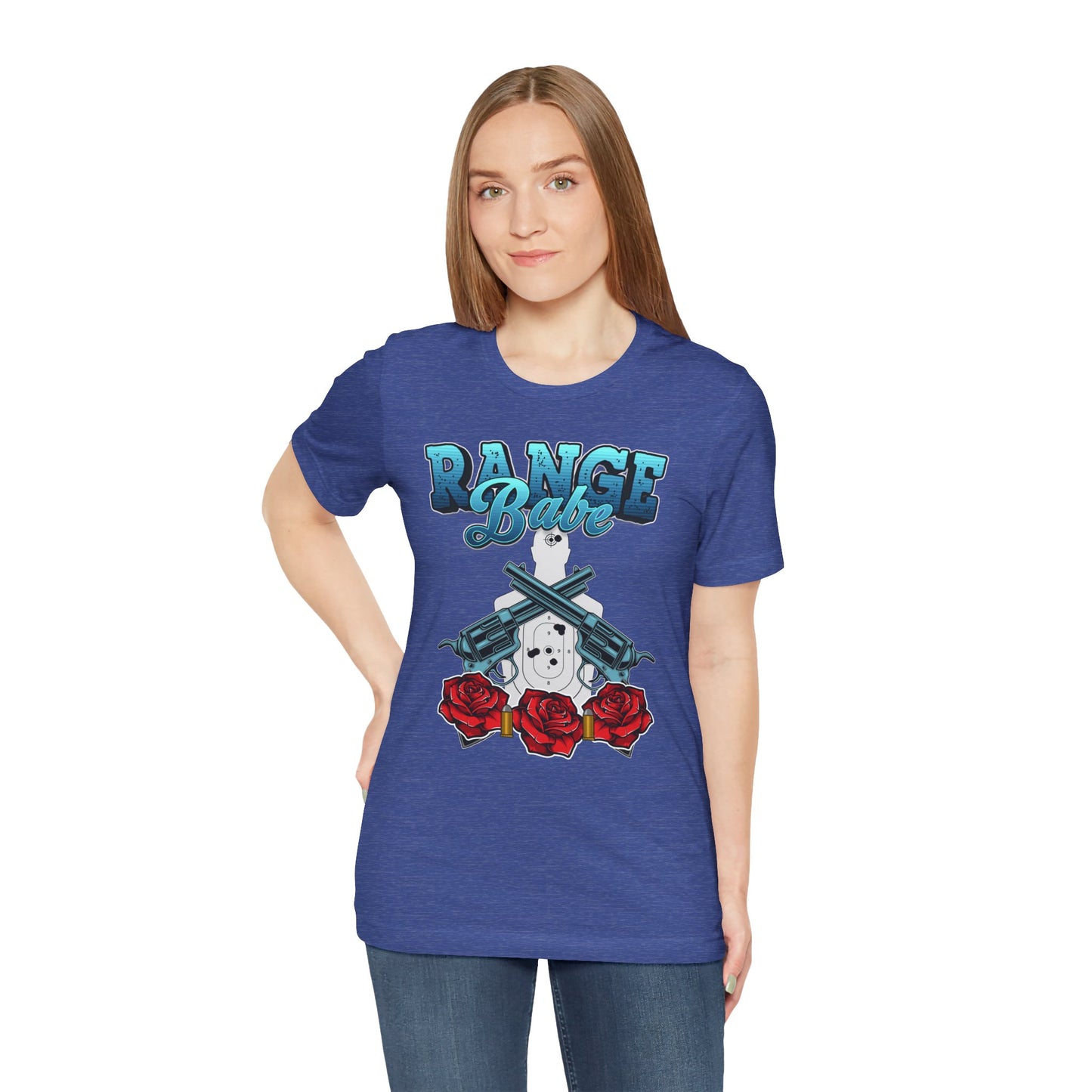 T-shirt, Range Babe tshirt, Badass, Woman, Gun, Rose, Self-defense, 2A, Political, America, USA, Freedom, Patriot Tee