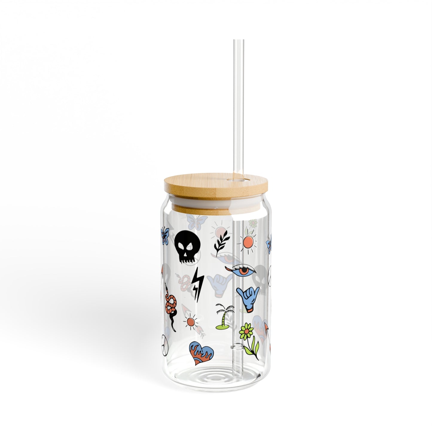 Tattooed Sipper Glass, 16oz