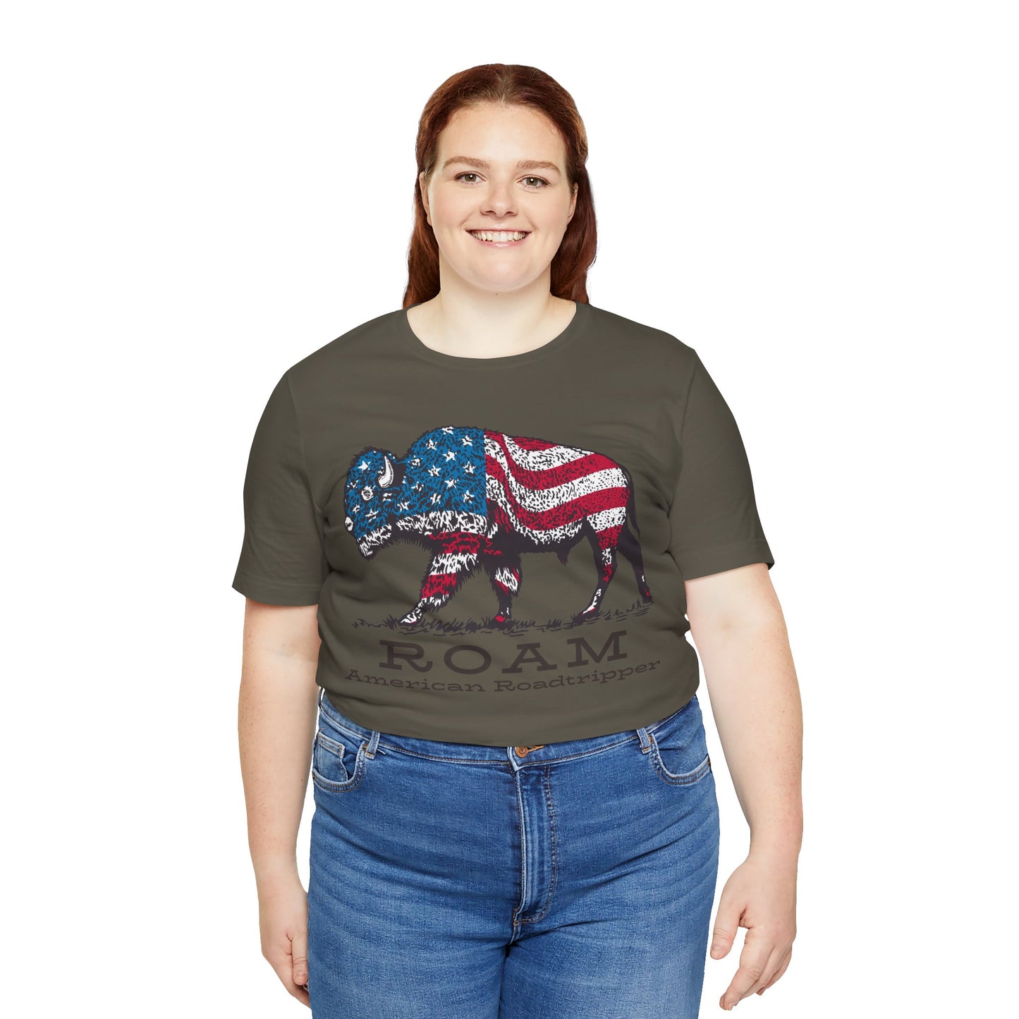 T-Shirt, American Roadtripper Roam, tshirt, USA, America, buffalo, graphic, quote, Travel, Roadtripping, Americana, Unisex Tee