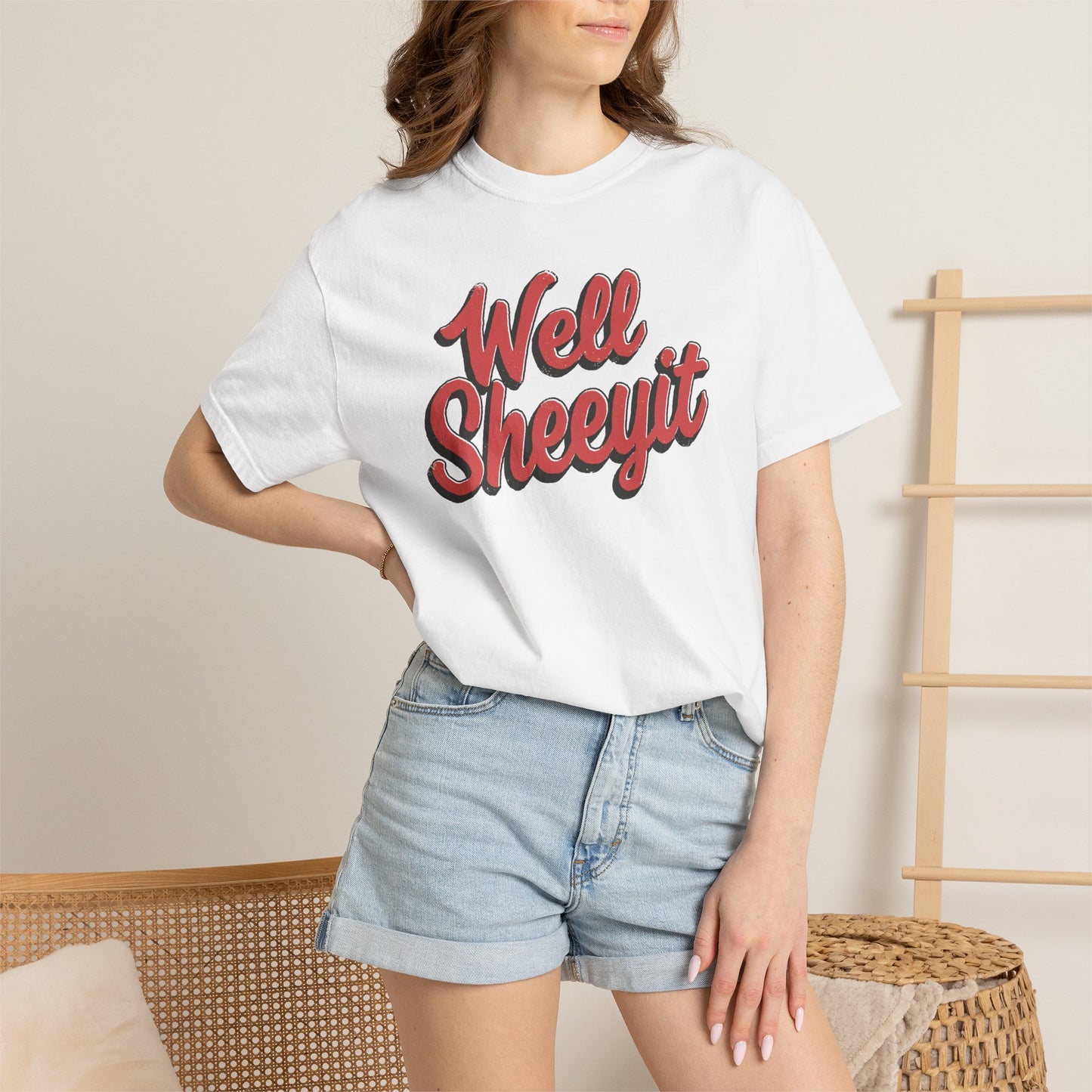 Well Sheeyit Text Humor Comfort Graphic Tee