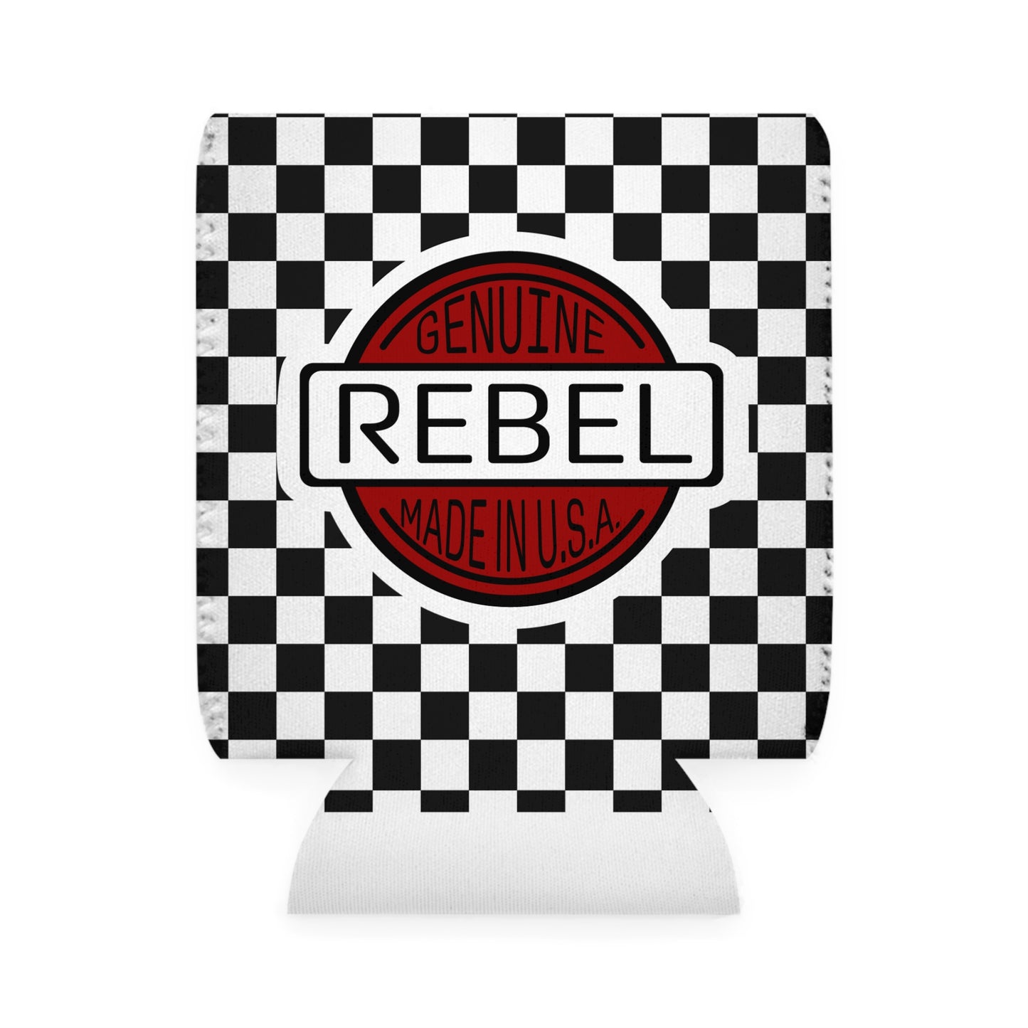 Checkered Genuine Rebel Can Cooler Sleeve