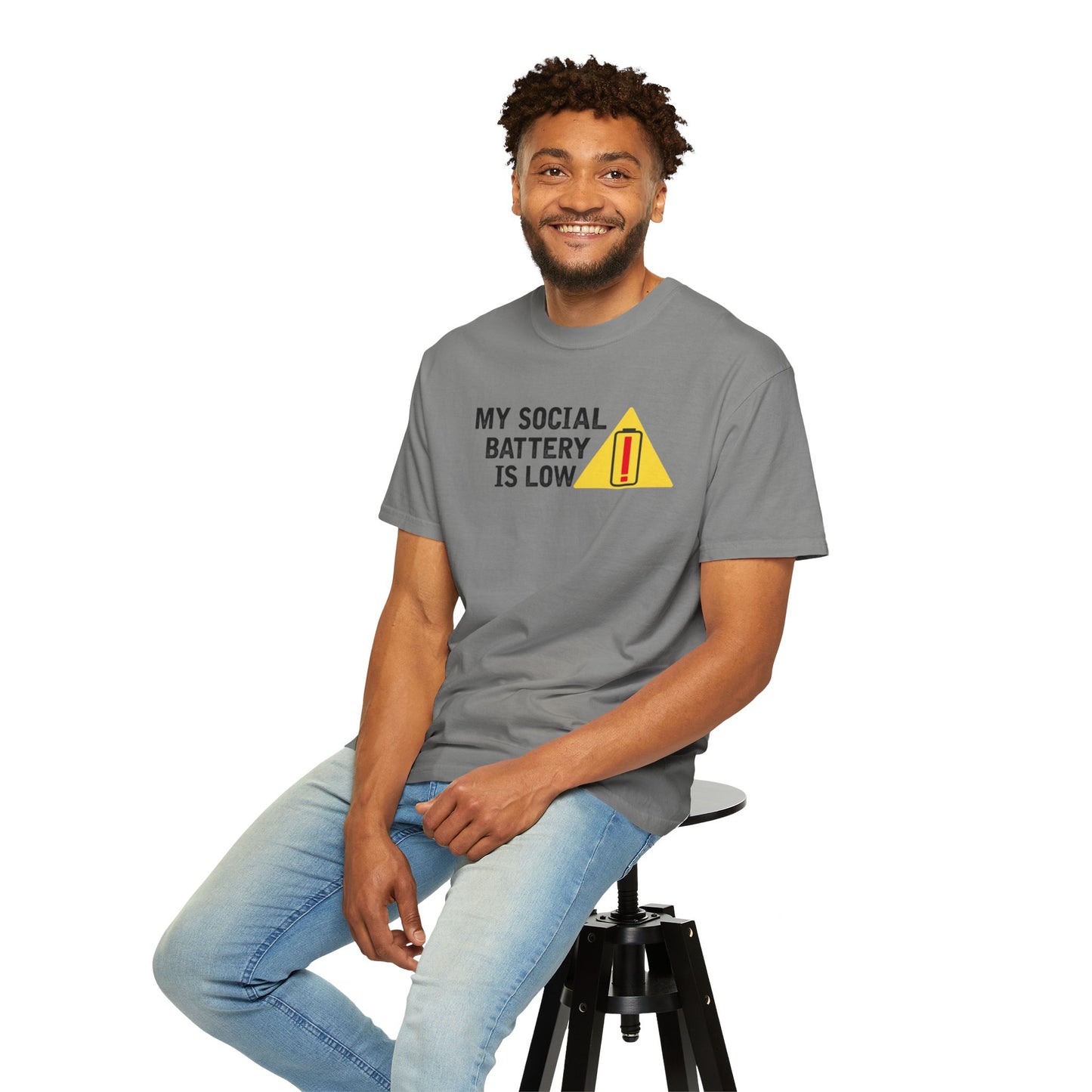 Social Battery is Low Socially Hungover Color Comfort Unisex Garment-Dyed T-shirt