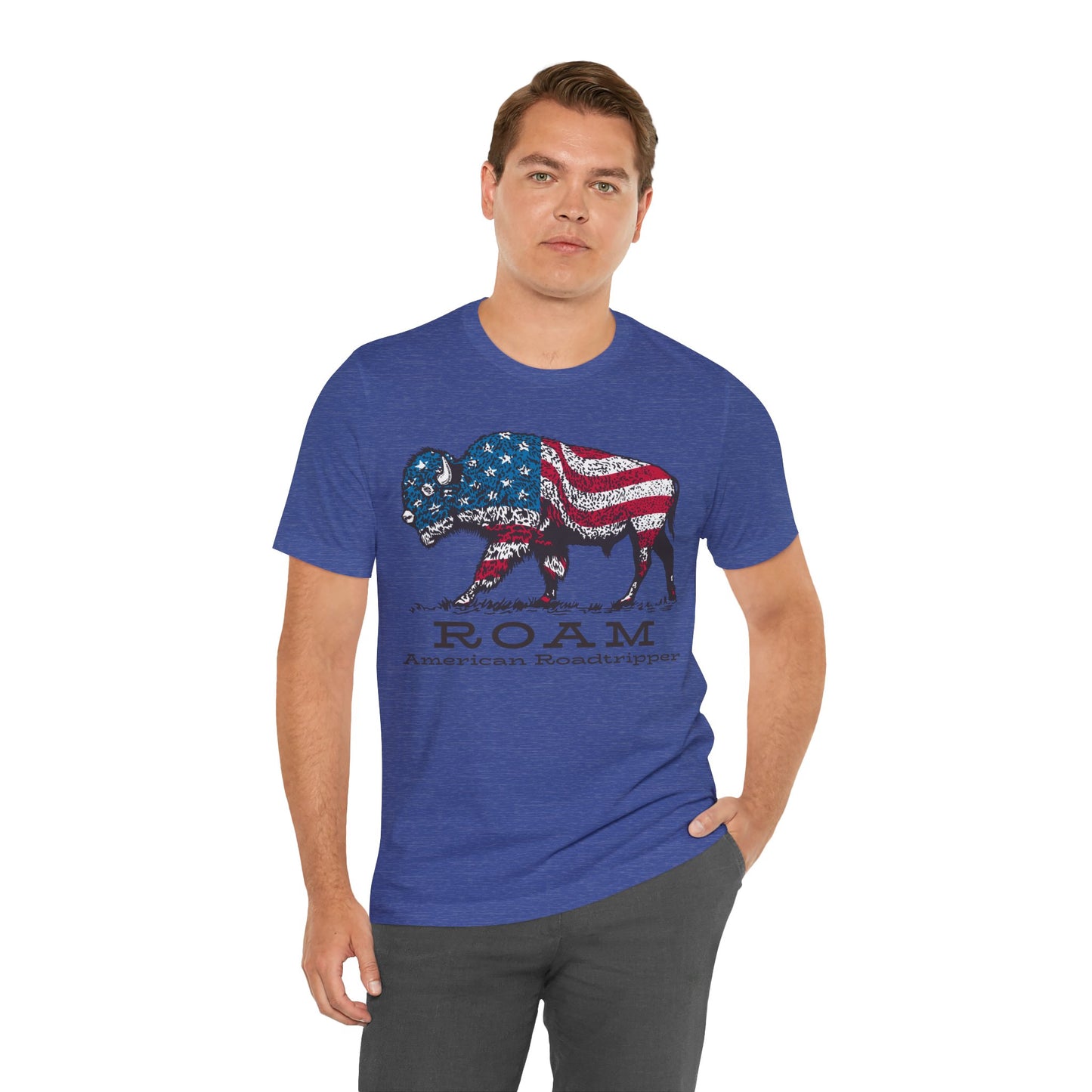 T-Shirt, American Roadtripper Roam, tshirt, USA, America, buffalo, graphic, quote, Travel, Roadtripping, Americana, Unisex Tee
