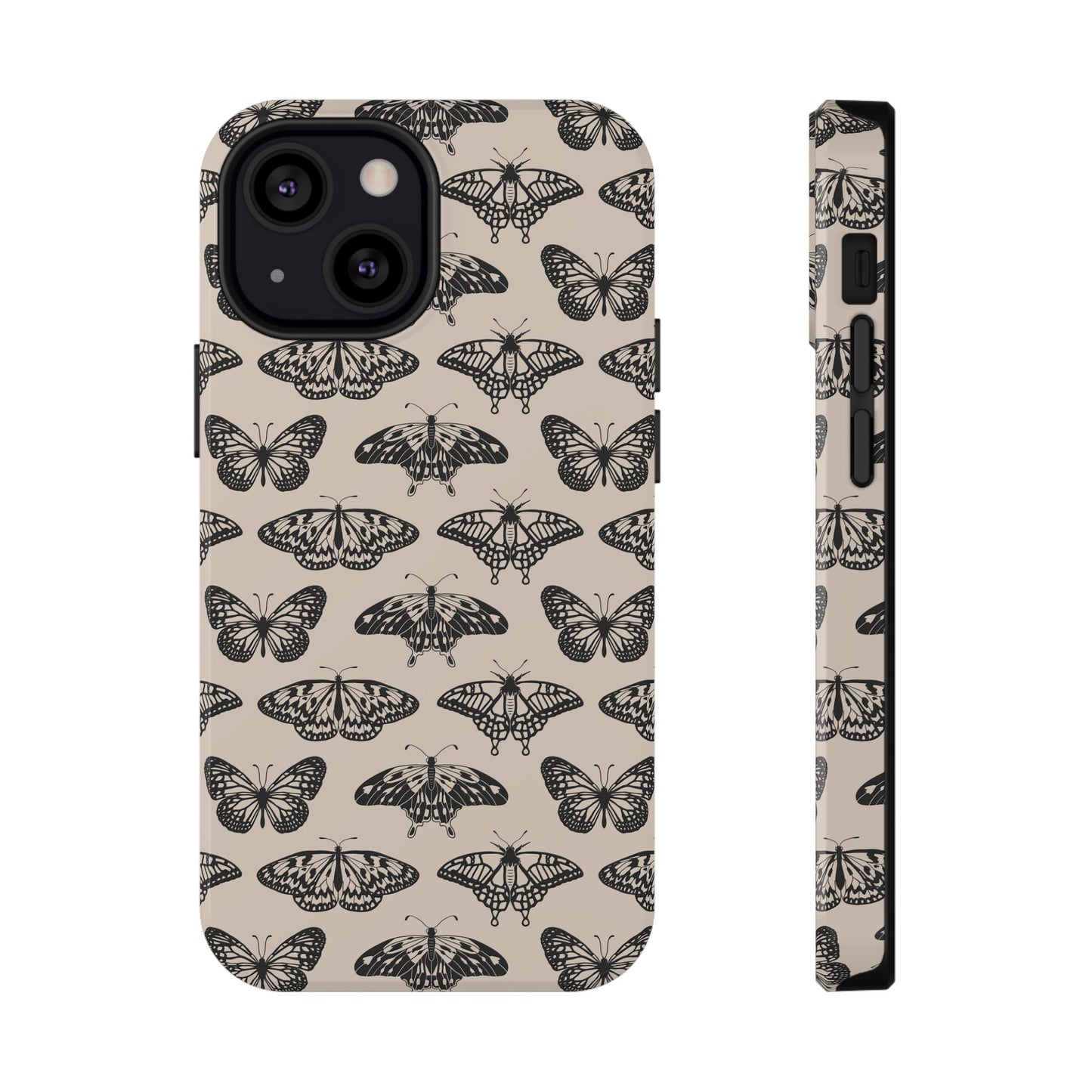 Vintage Black Butterfly Impact-Resistant Cases