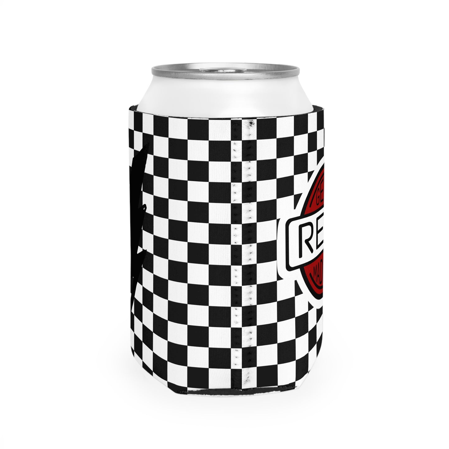 Checkered Genuine Rebel Can Cooler Sleeve
