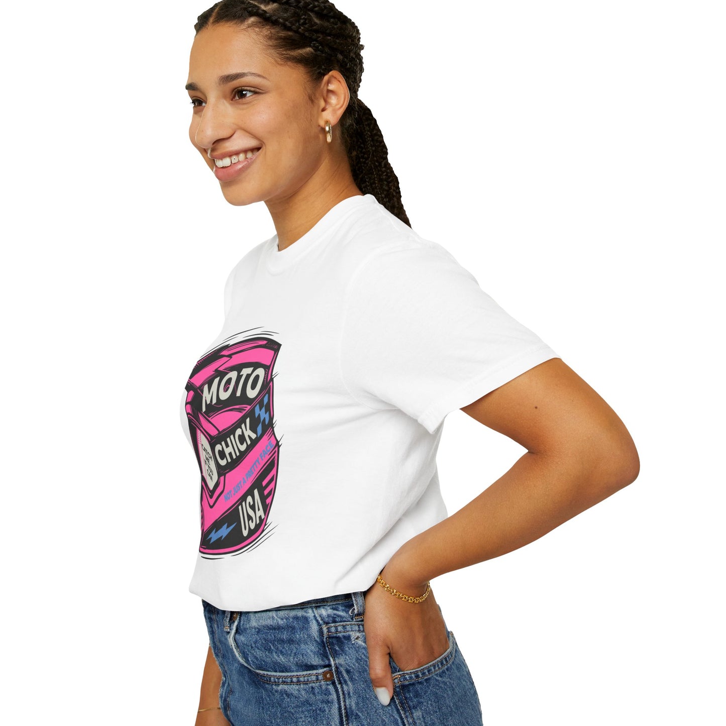 Women's Moto Chick MotoX MotoCross Motorcycle Dirtbike Offroad Garment-Dyed T-shirt