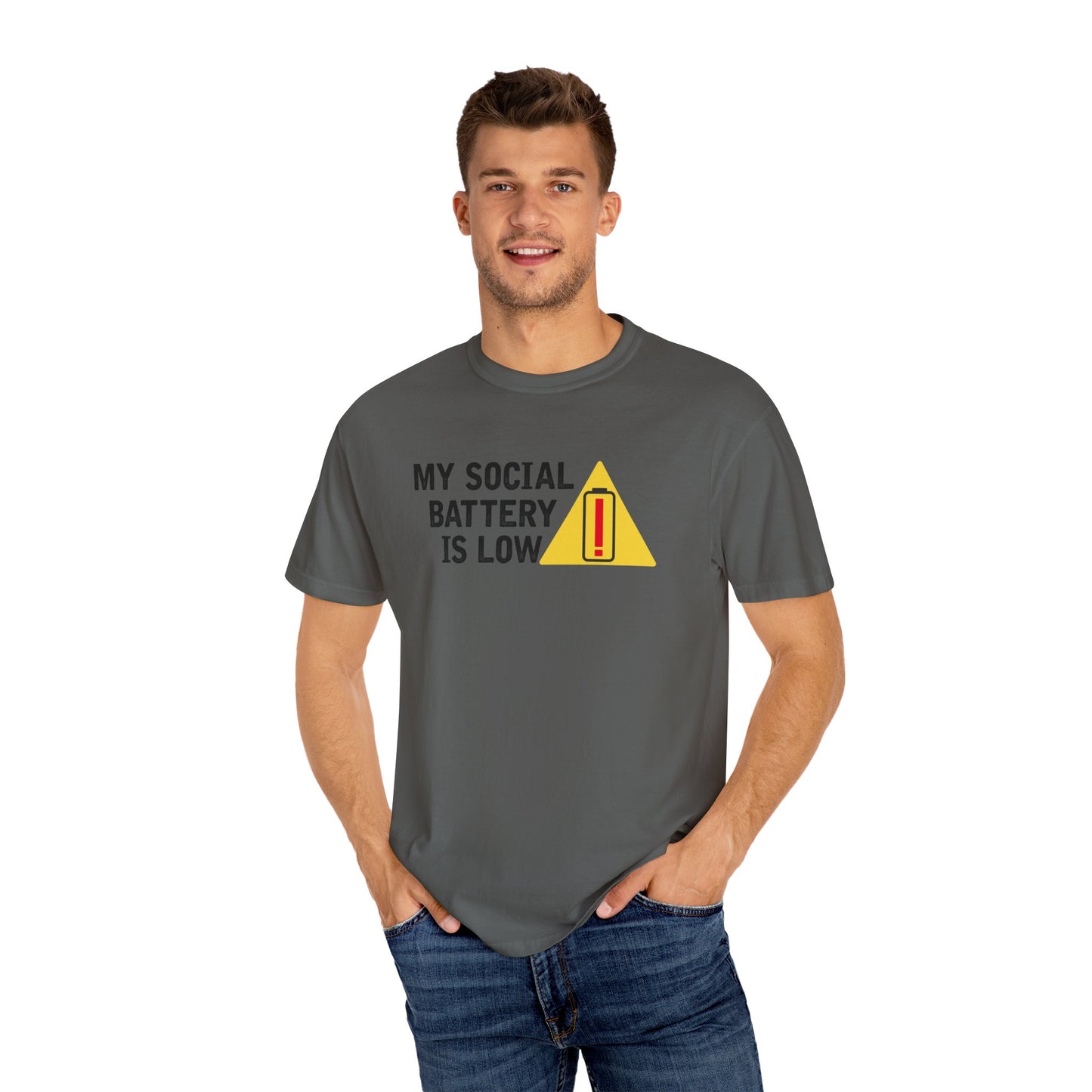 Social Battery is Low Socially Hungover Color Comfort Unisex Garment-Dyed T-shirt