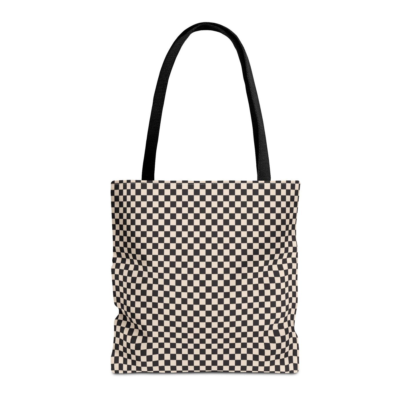 Check Tote Bag - Black and Tan Plaid Design