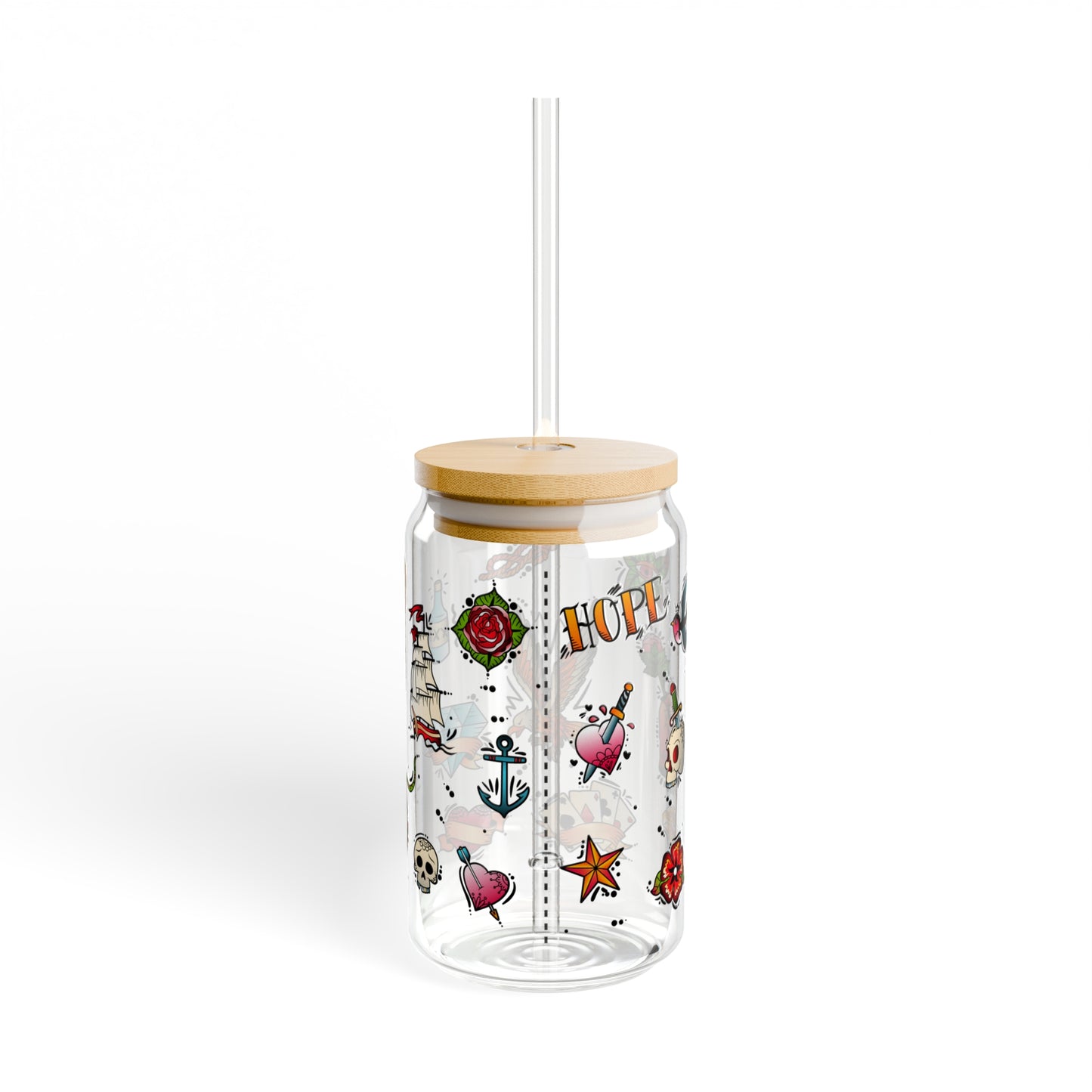 Tattoo Inked up Sipper Glass, 16oz