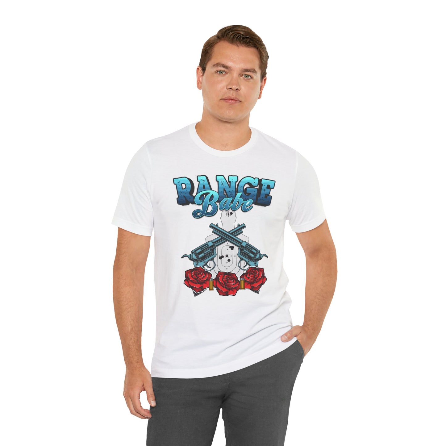 T-shirt, Range Babe tshirt, Badass, Woman, Gun, Rose, Self-defense, 2A, Political, America, USA, Freedom, Patriot Tee