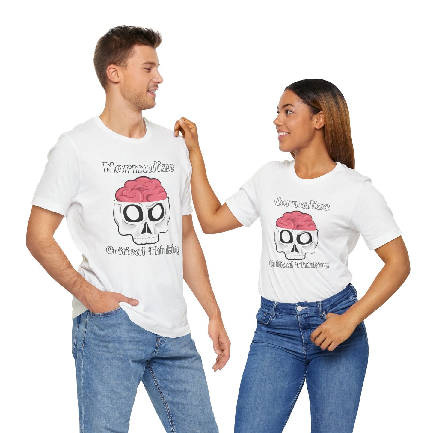 T-Shirt, Normalize Critical Thinking Tshirt, Humor, Skull, Brain, Funny, Political, Quote, Unisex Tee