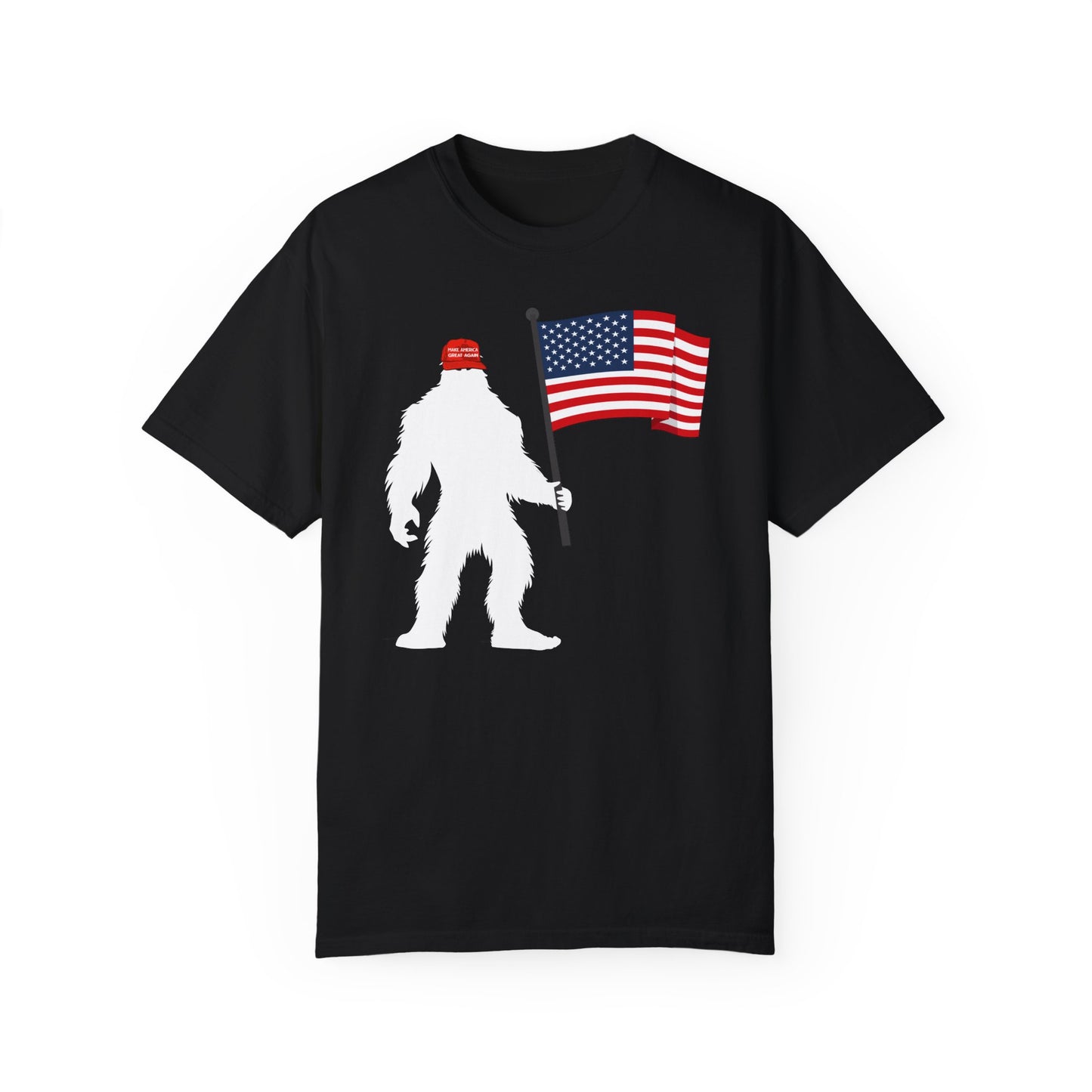 MAGA Hat Bigfoot USA Flag Color Comfort Unisex T-shirt