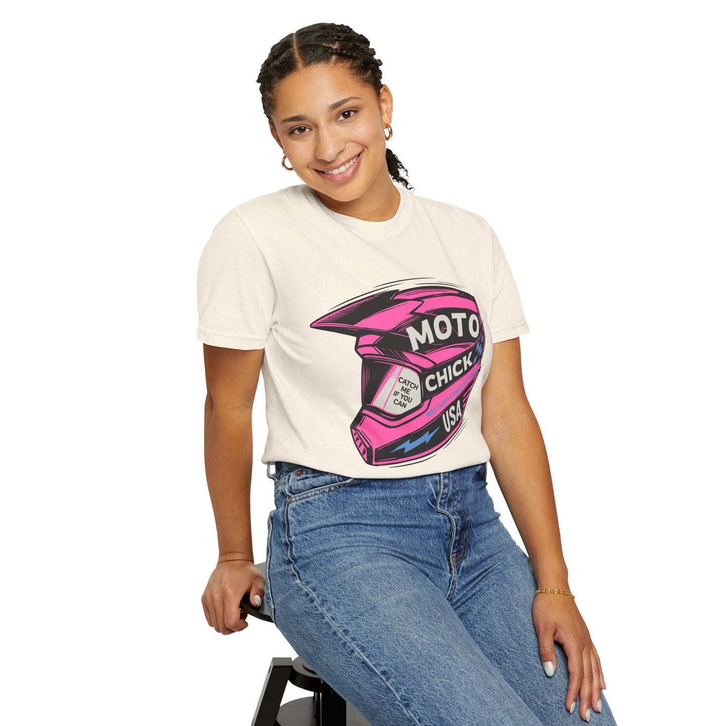Women's Moto Chick MotoX MotoCross Motorcycle Dirtbike Offroad Garment-Dyed T-shirt