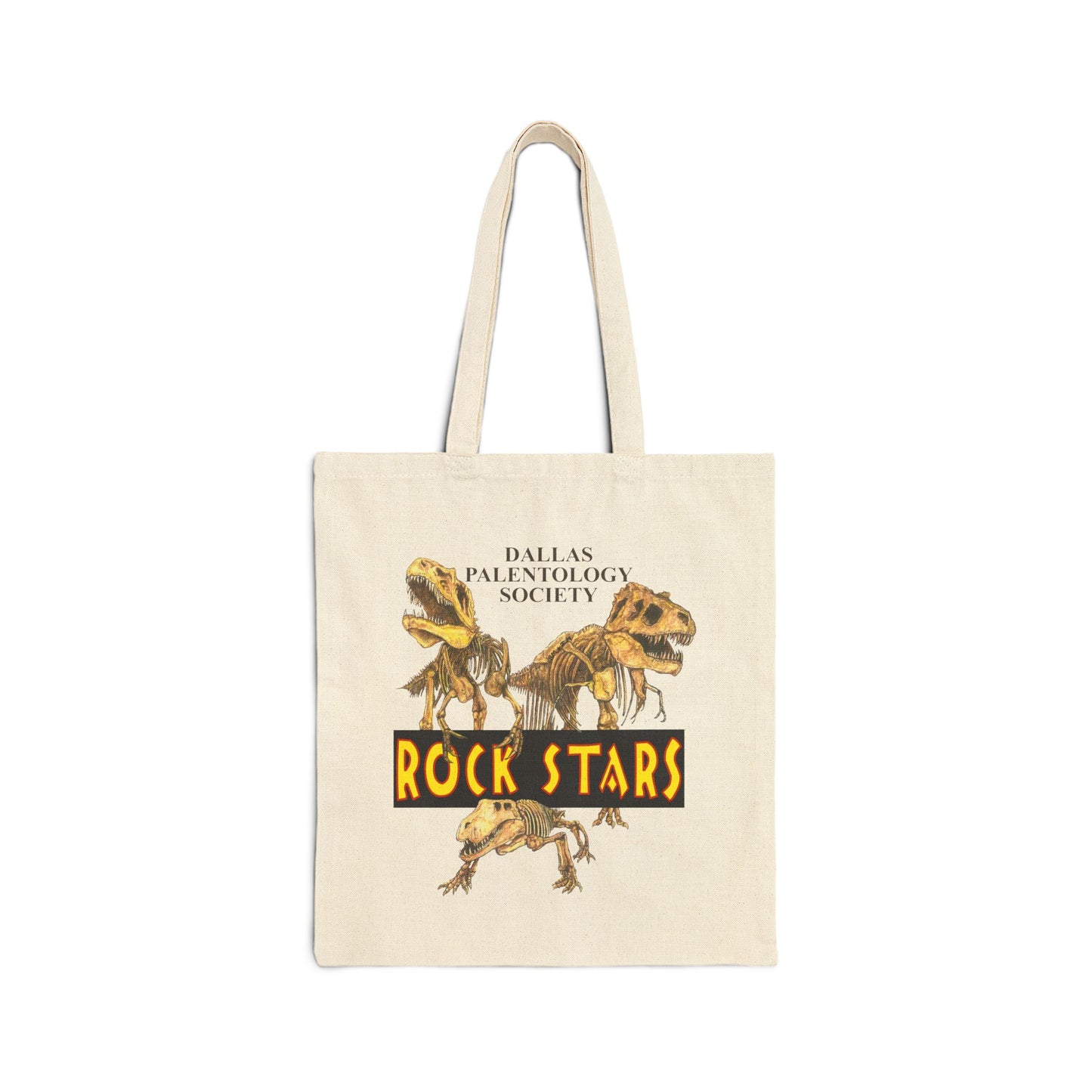 Rock Starts Dino Cotton Canvas Tote Bag, Fun Paleontology Gift, Eco-Friendly Shopping Bag, Dinosaur Enthusiast Tote, 15x16x20