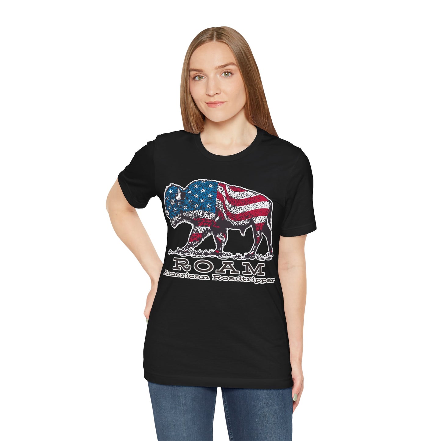 T-Shirt, American Roadtripper Roam, tshirt, USA, America, buffalo, graphic, quote, Travel, Roadtripping, Americana, Unisex Tee