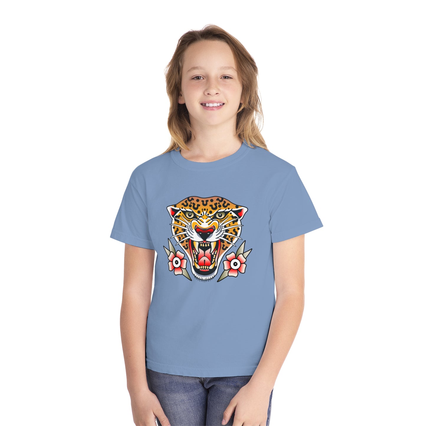 Rebel Leopard Youth Midweight Comfort Colors Tee