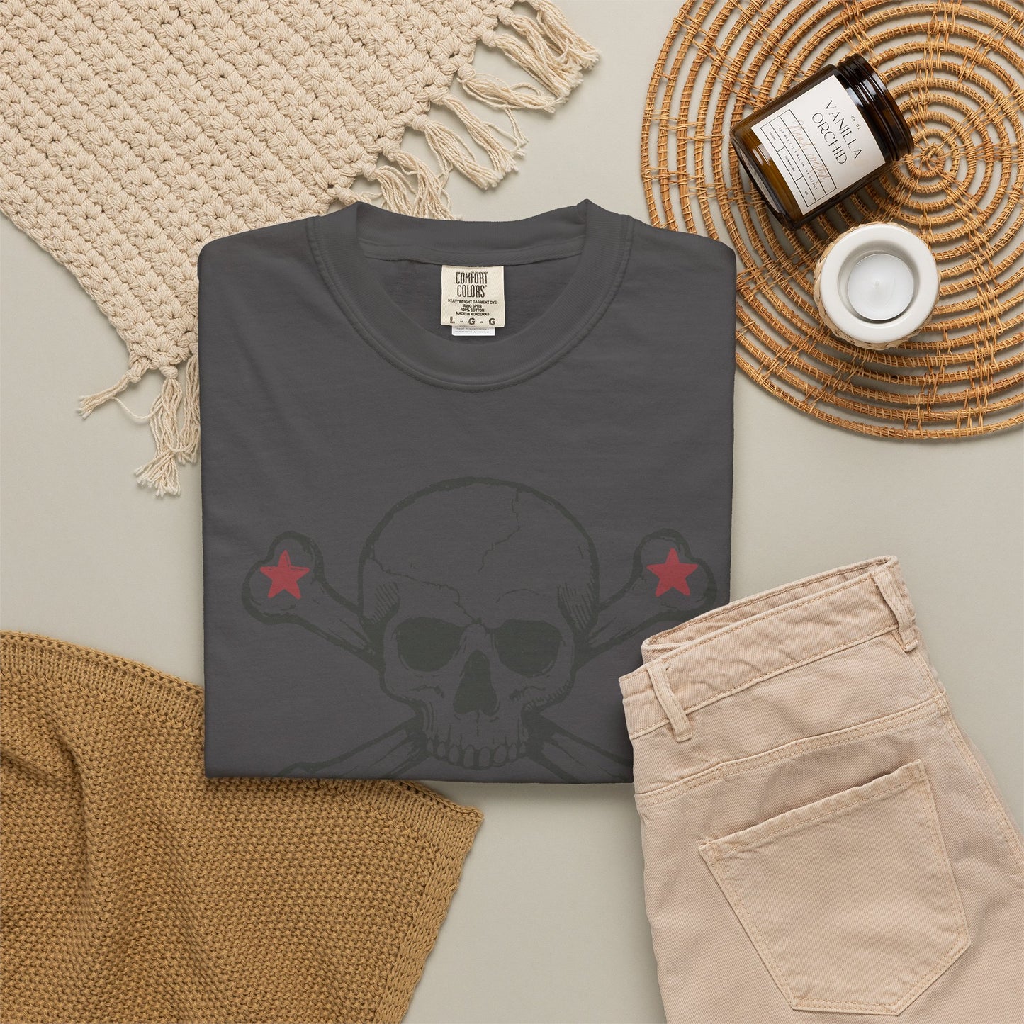 Skull and stars Rock-n-Roll Color Comfort Graphic Tee