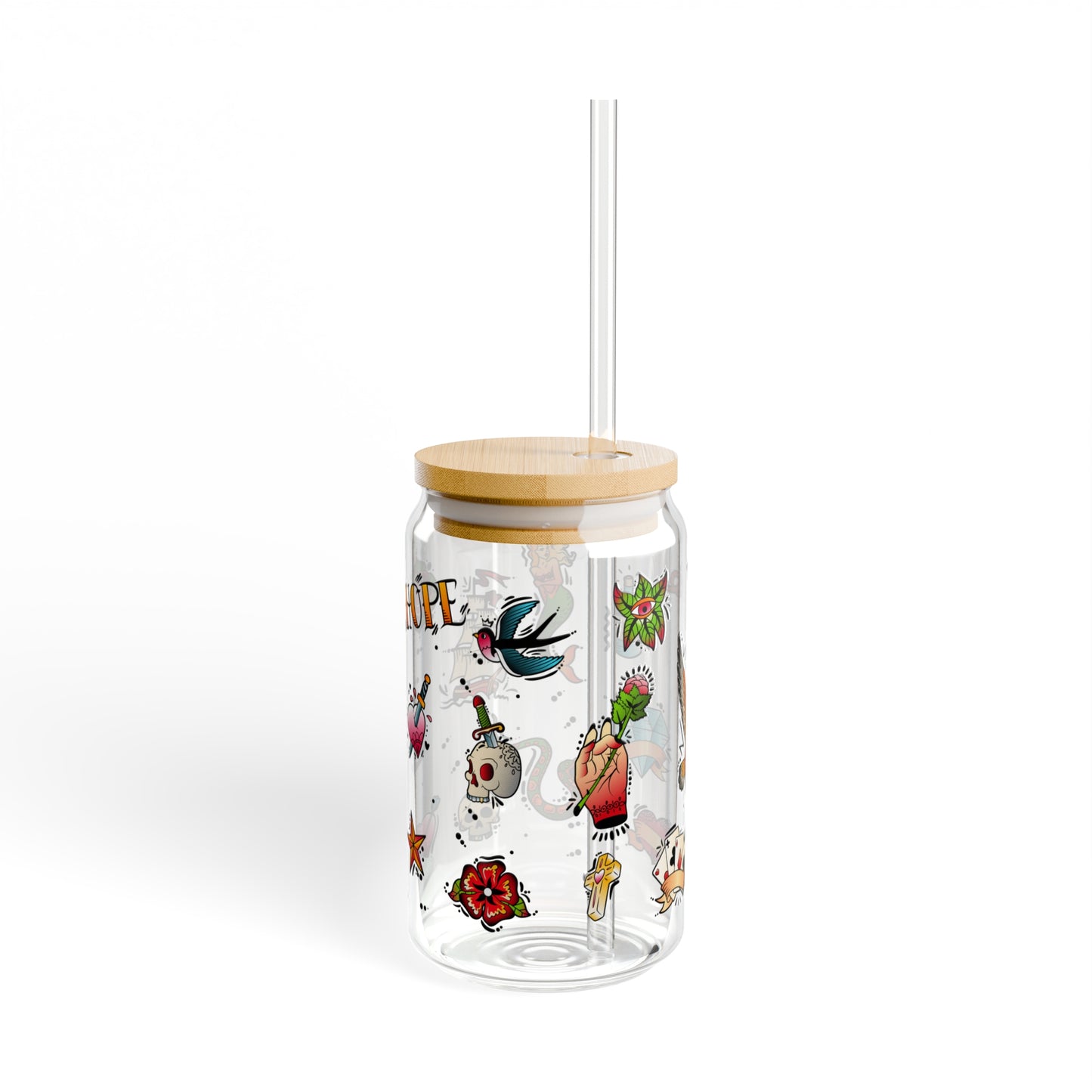 Tattoo Inked up Sipper Glass, 16oz