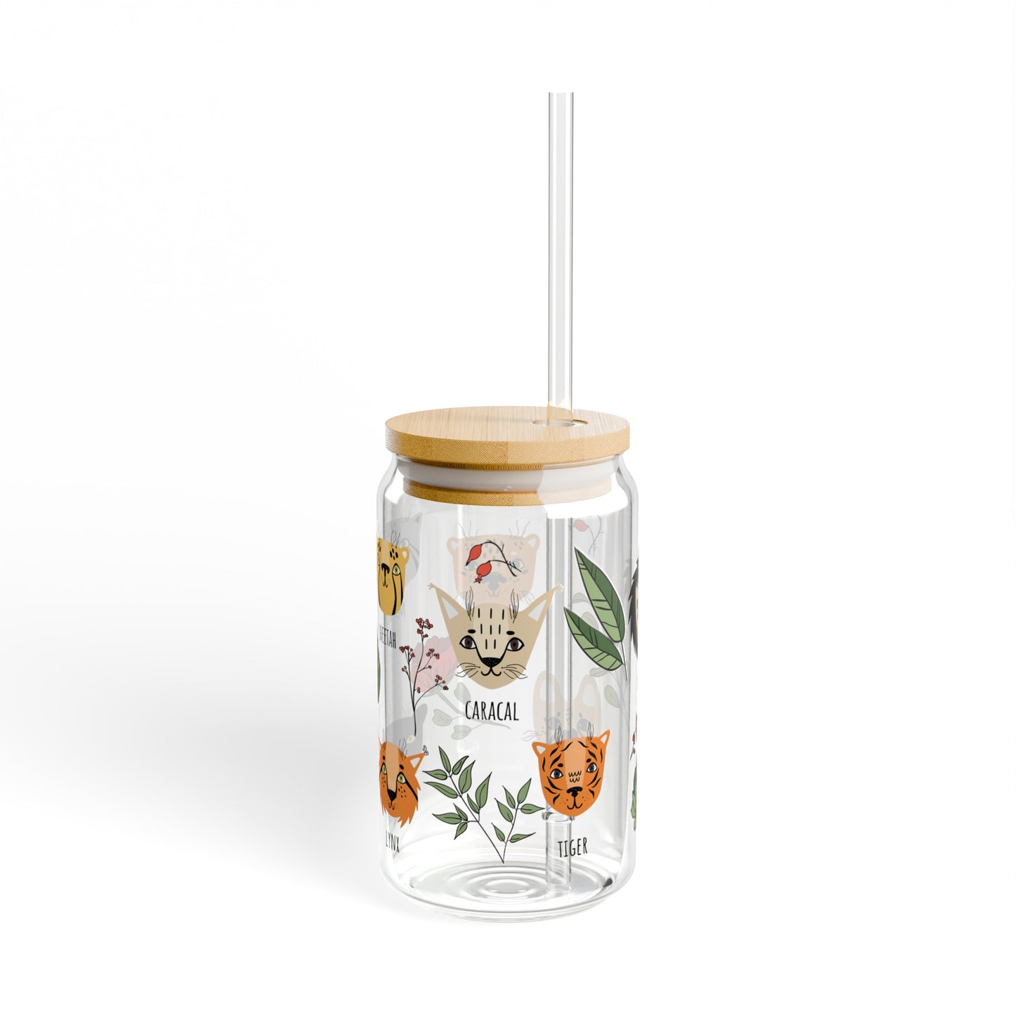 Exotic Cat Family Sipper Glass, 16oz