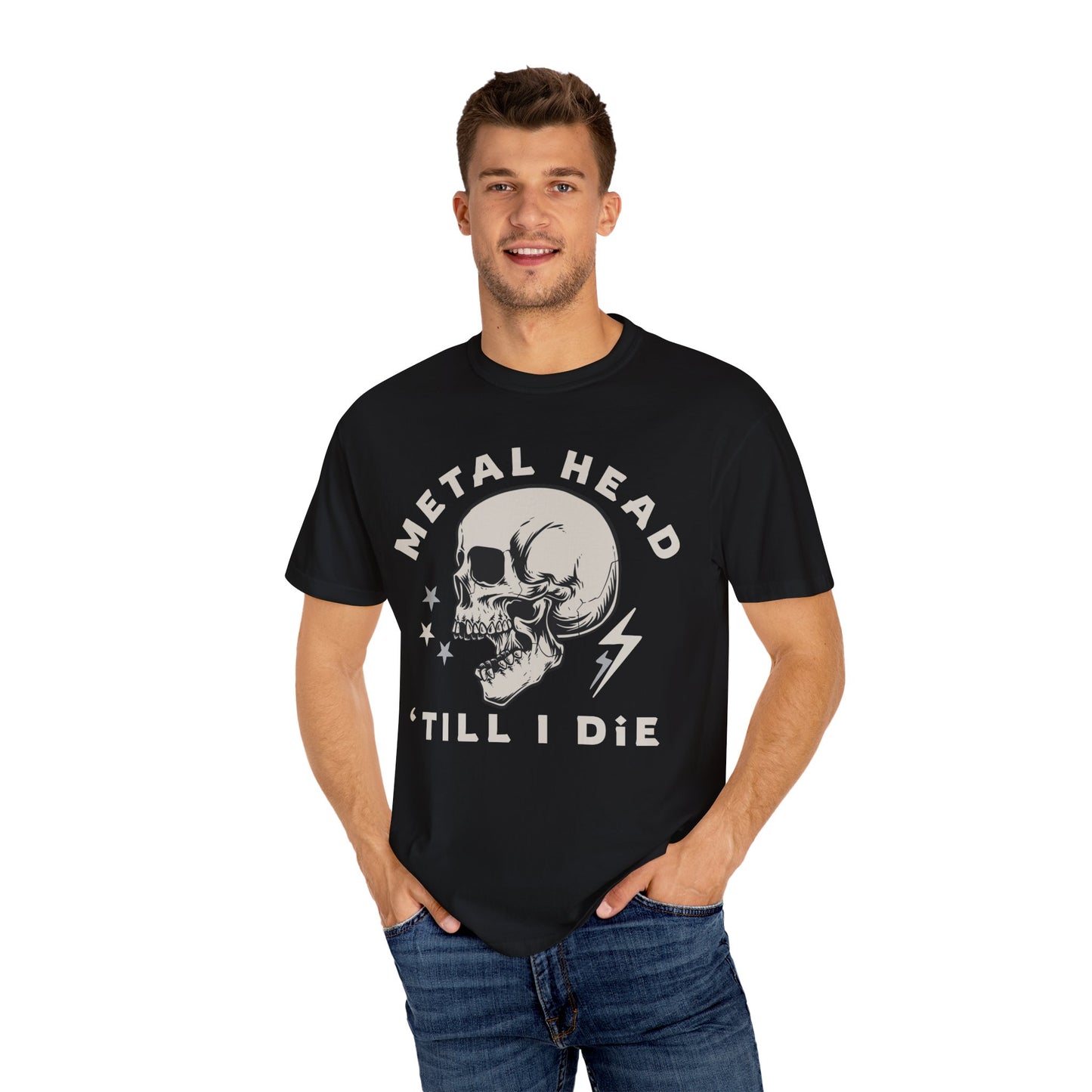 Metal Head Till I Die Skull Color Comfort Garment-Dyed T-shirt