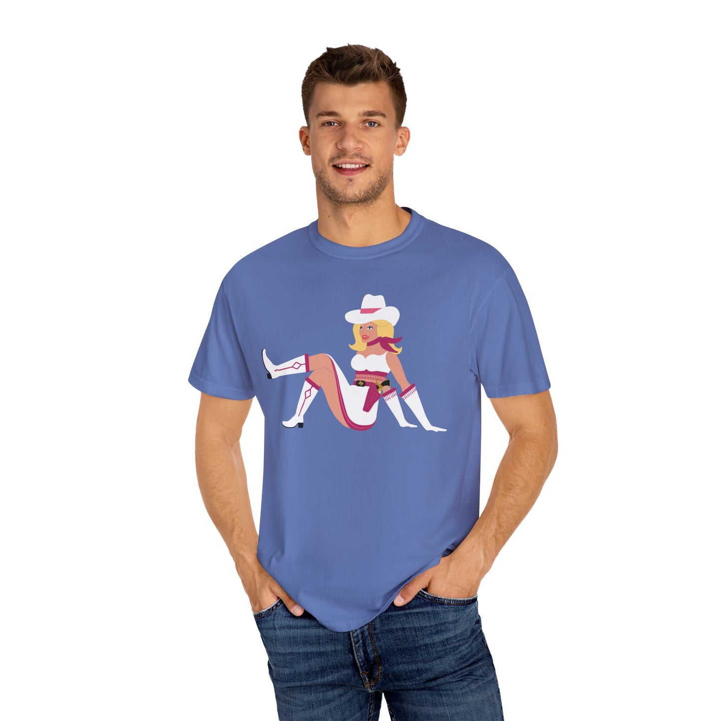 Vegas Vikki Retro PinUp Cowgirl Unisex Garment-Dyed T-shirt