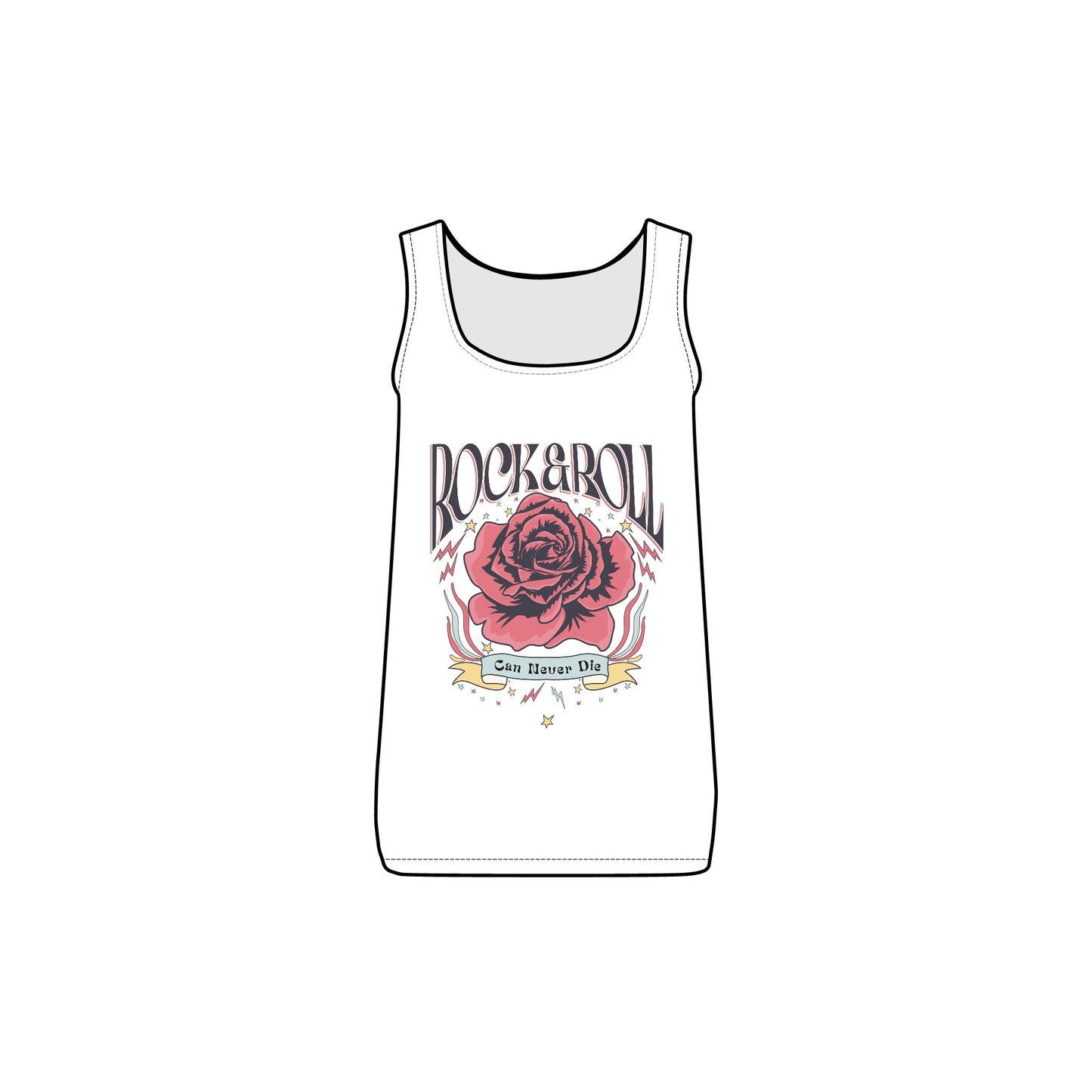 Rock n Roll Can Never Die Women's Baby Rib Tank
