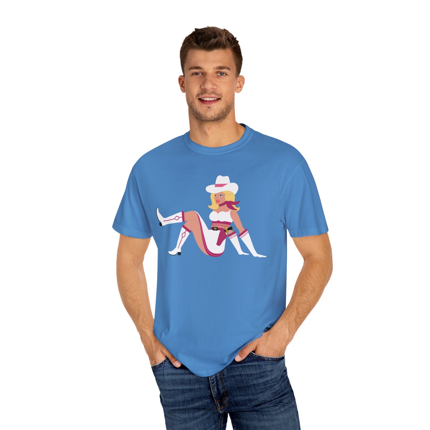 Vegas Vikki Retro PinUp Cowgirl Unisex Garment-Dyed T-shirt