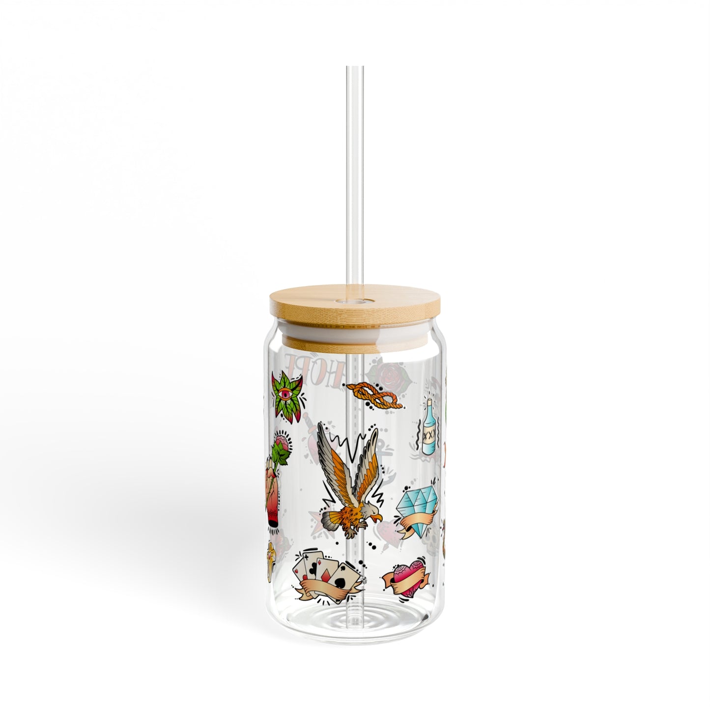 Tattoo Inked up Sipper Glass, 16oz