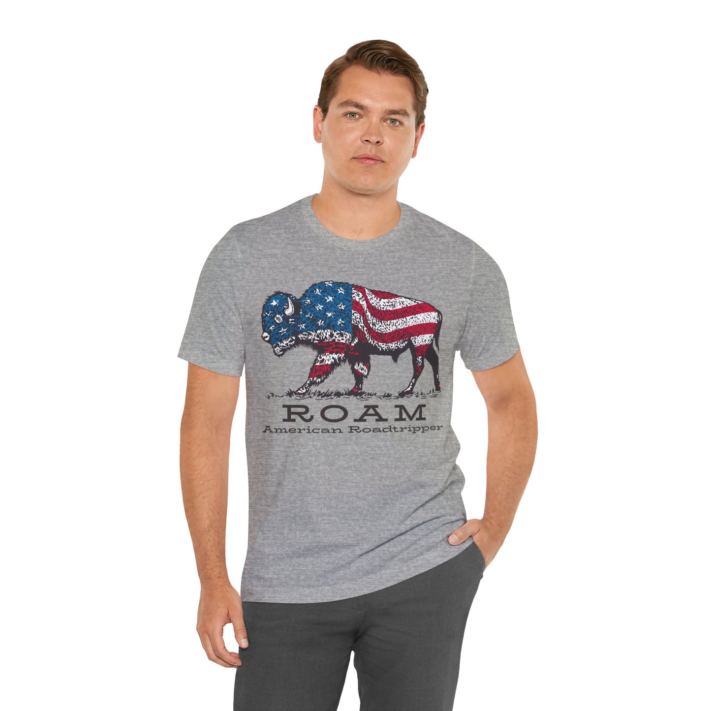 T-Shirt, American Roadtripper Roam, tshirt, USA, America, buffalo, graphic, quote, Travel, Roadtripping, Americana, Unisex Tee