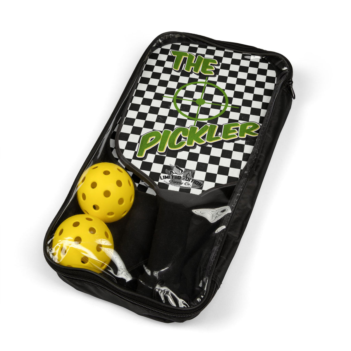 Pickleball Paddle Set – "The Pickler" Checkered Design with 2 Balls