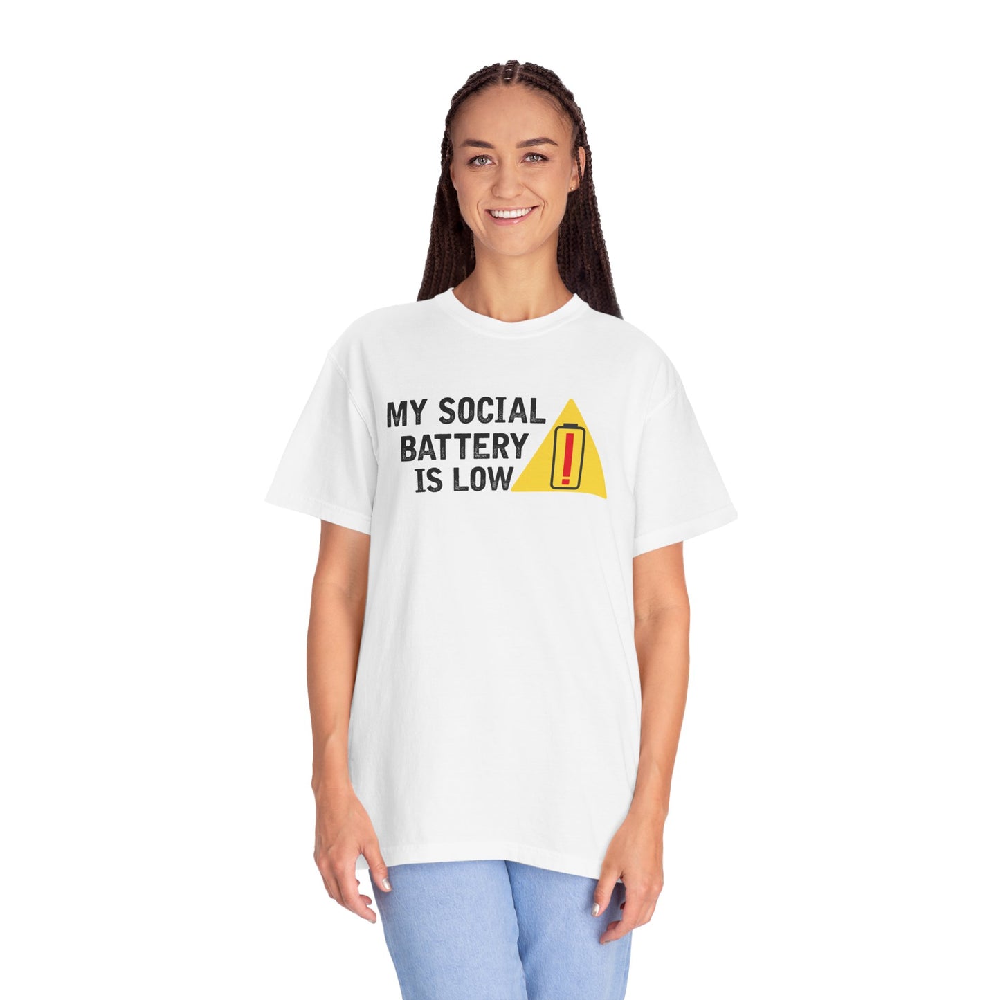Social Battery is Low Socially Hungover Color Comfort Unisex Garment-Dyed T-shirt