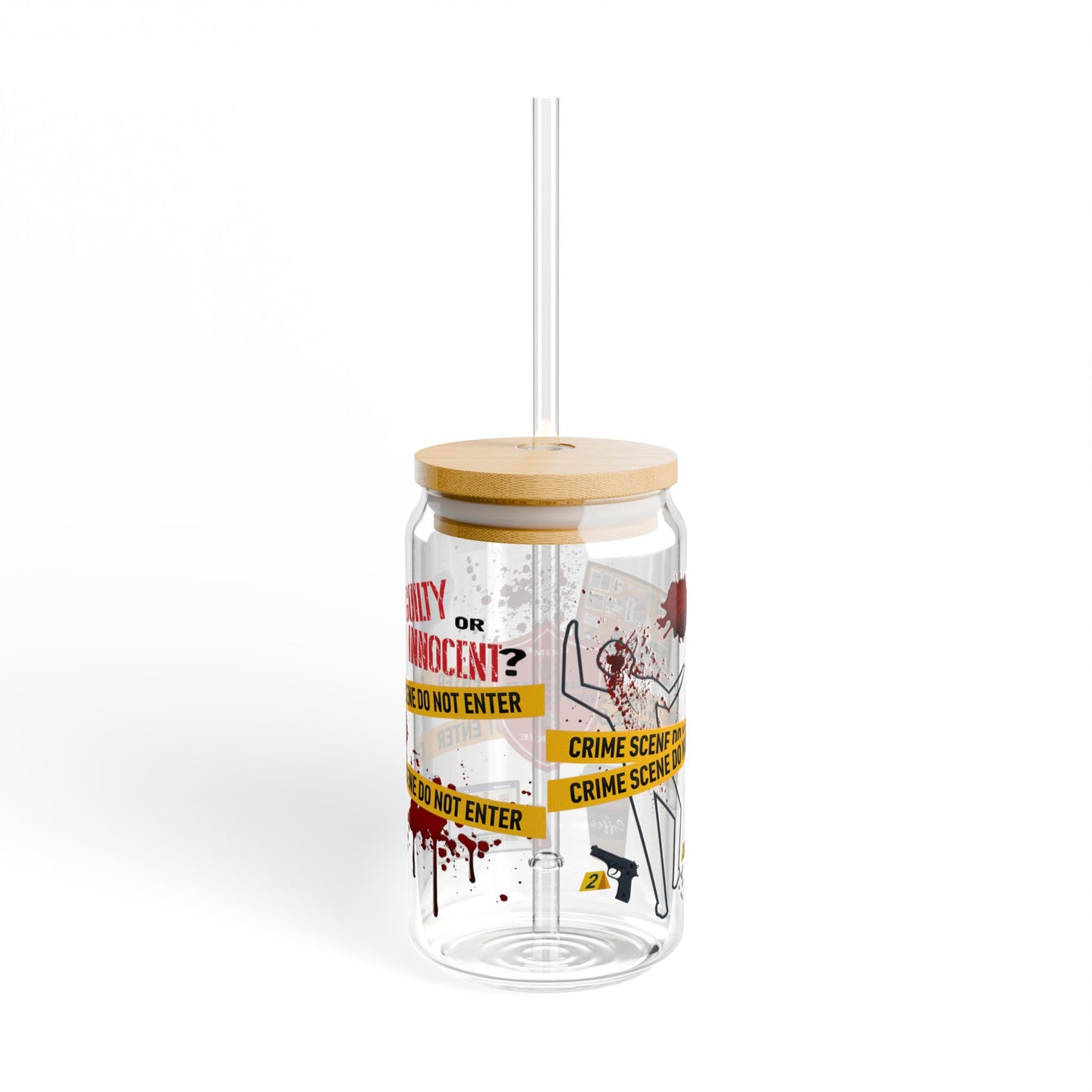 True Crime Junkie Armchair Detective Sipper Glass, 16oz