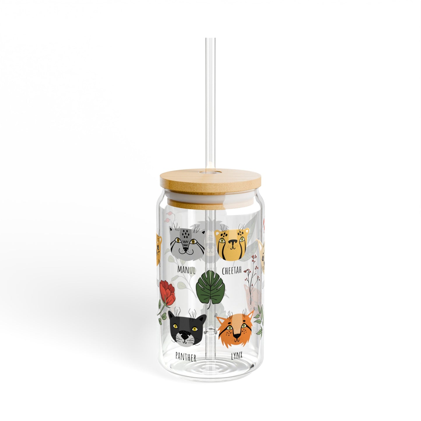 Exotic Cat Family Sipper Glass, 16oz