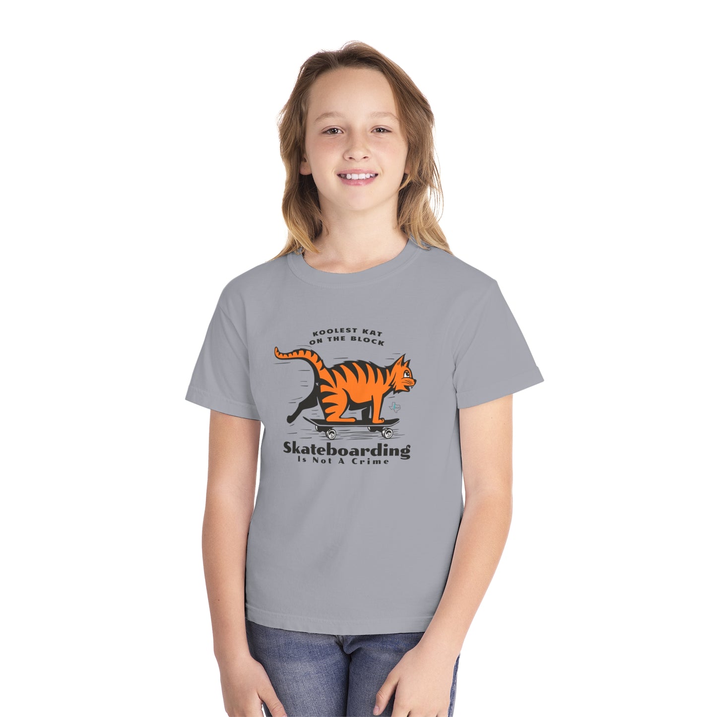 Koolest Kat On The Block Skateboarding Comfort Colors Tshirt