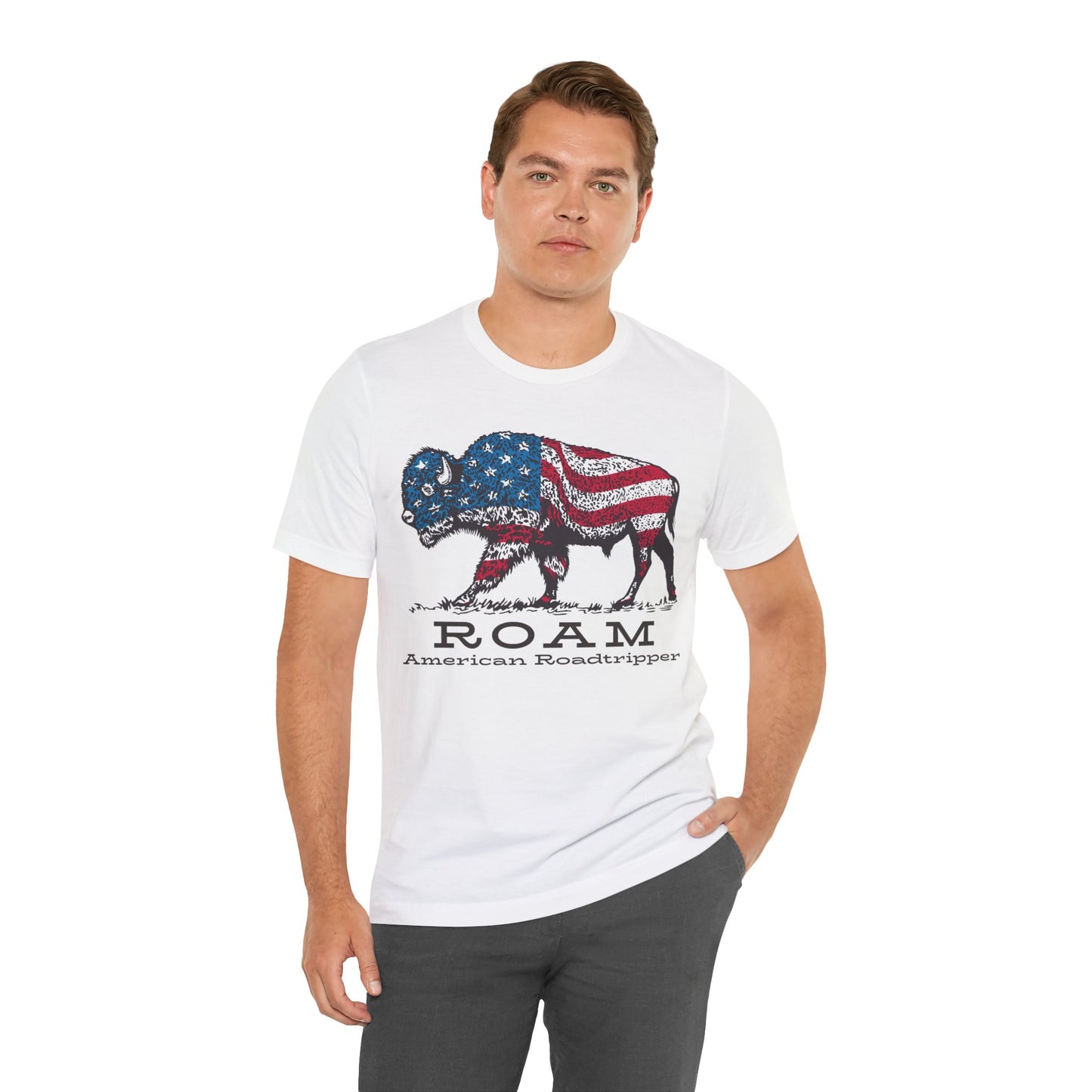 T-Shirt, American Roadtripper Roam, tshirt, USA, America, buffalo, graphic, quote, Travel, Roadtripping, Americana, Unisex Tee