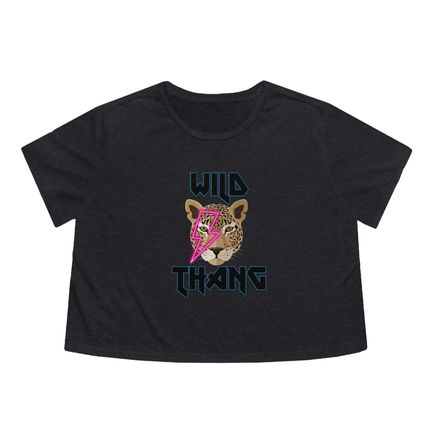Wild Thang Neon Pink Lightening Leopard Women's Flowy Cropped Tee