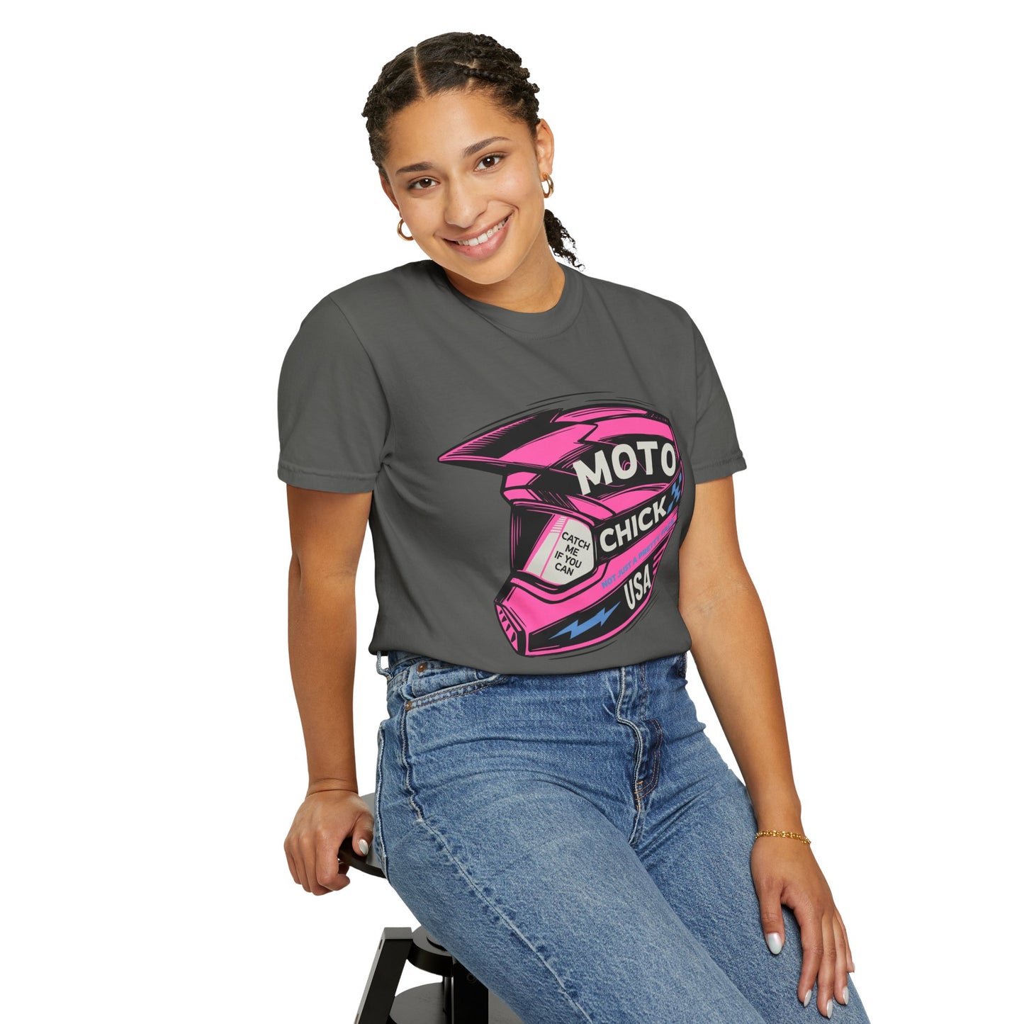 Women's Moto Chick MotoX MotoCross Motorcycle Dirtbike Offroad Garment-Dyed T-shirt