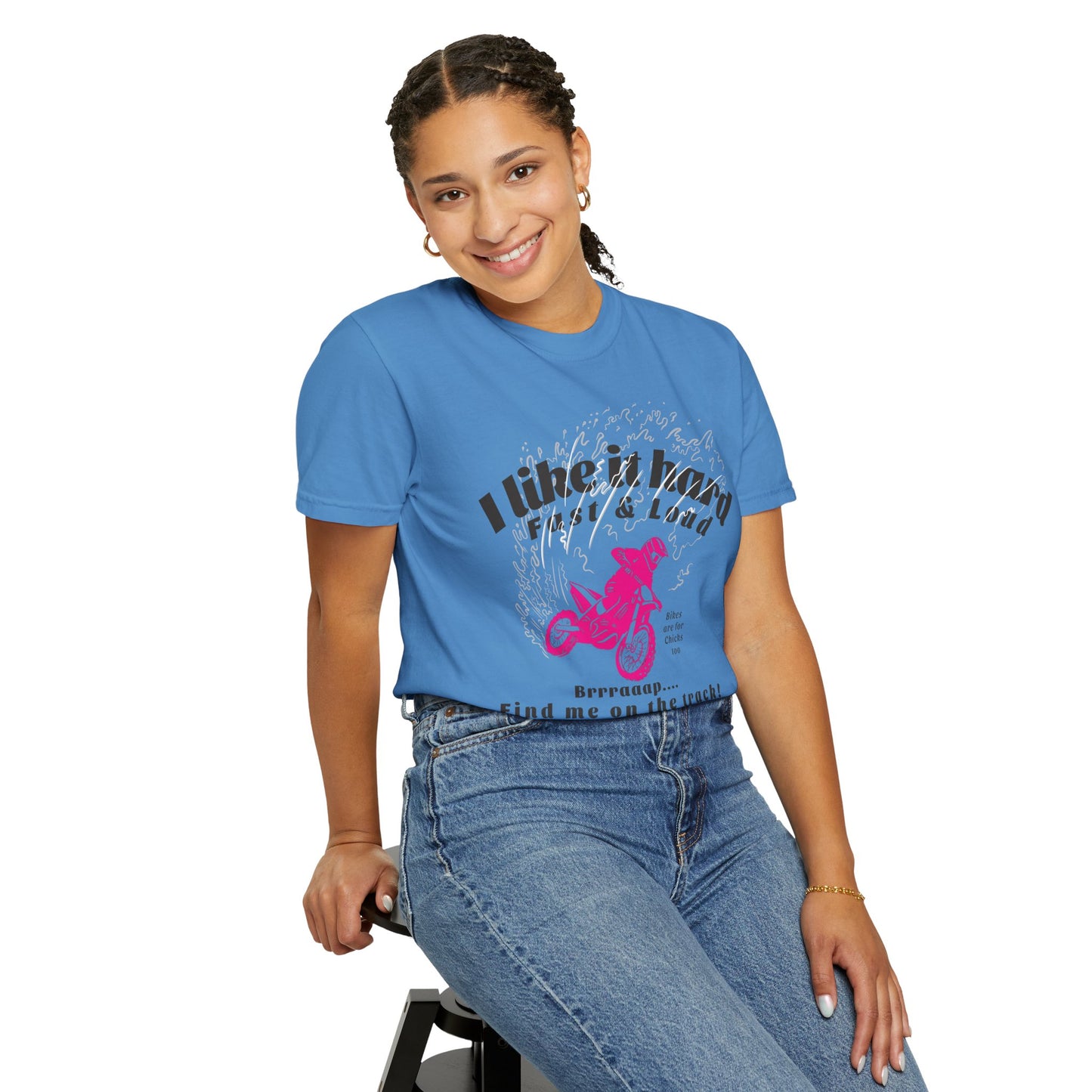 Women's MotoX Motorcycle Offroad DirtBike Garment-Dyed T-shirt