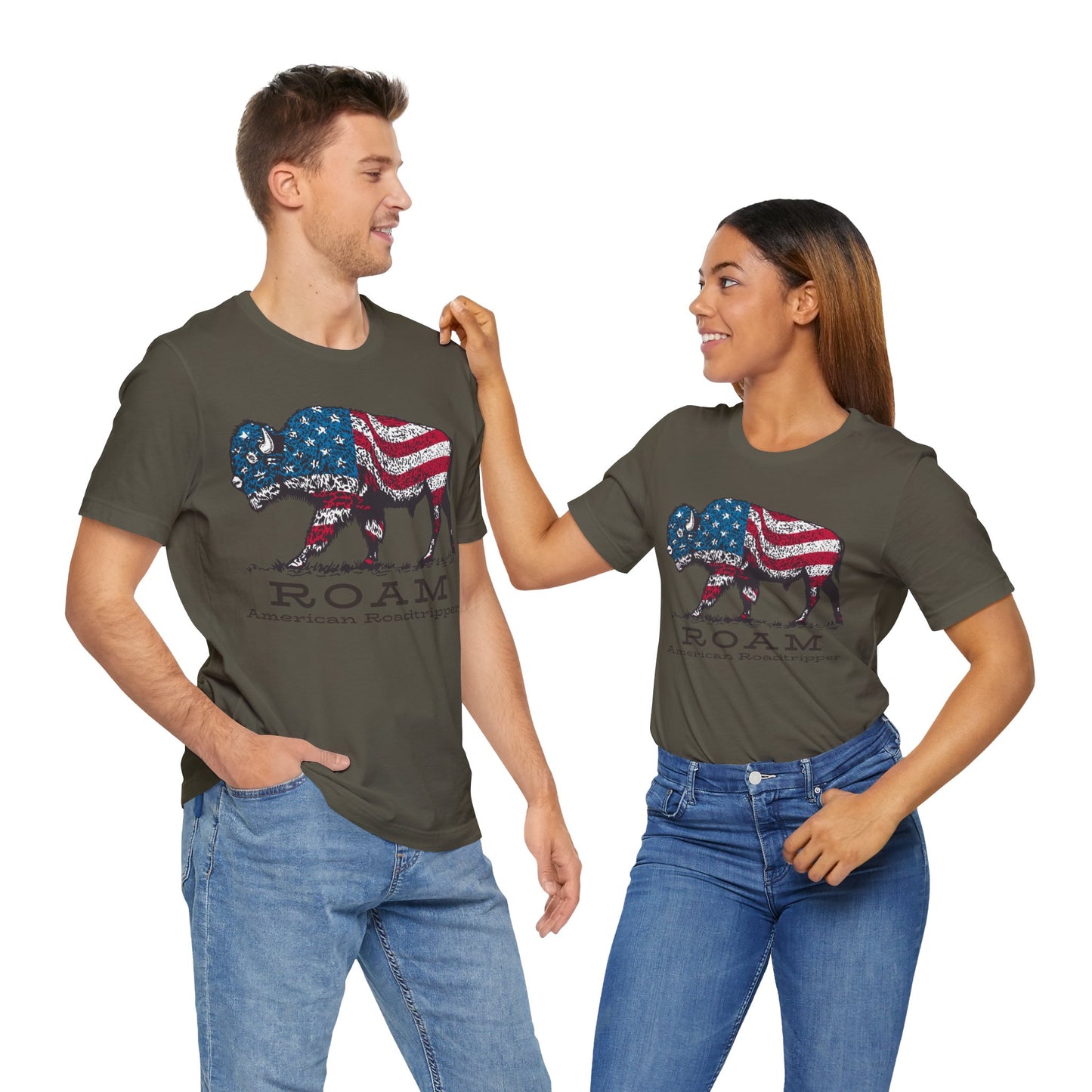 T-Shirt, American Roadtripper Roam, tshirt, USA, America, buffalo, graphic, quote, Travel, Roadtripping, Americana, Unisex Tee