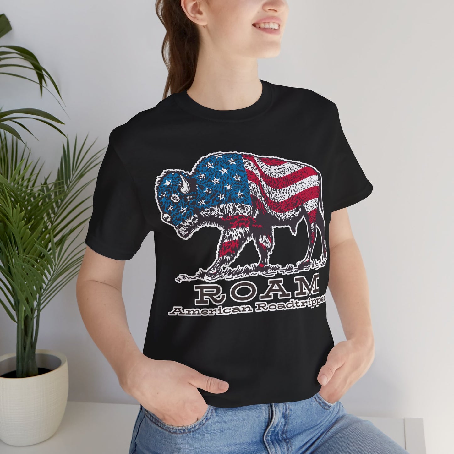 T-Shirt, American Roadtripper Roam, tshirt, USA, America, buffalo, graphic, quote, Travel, Roadtripping, Americana, Unisex Tee