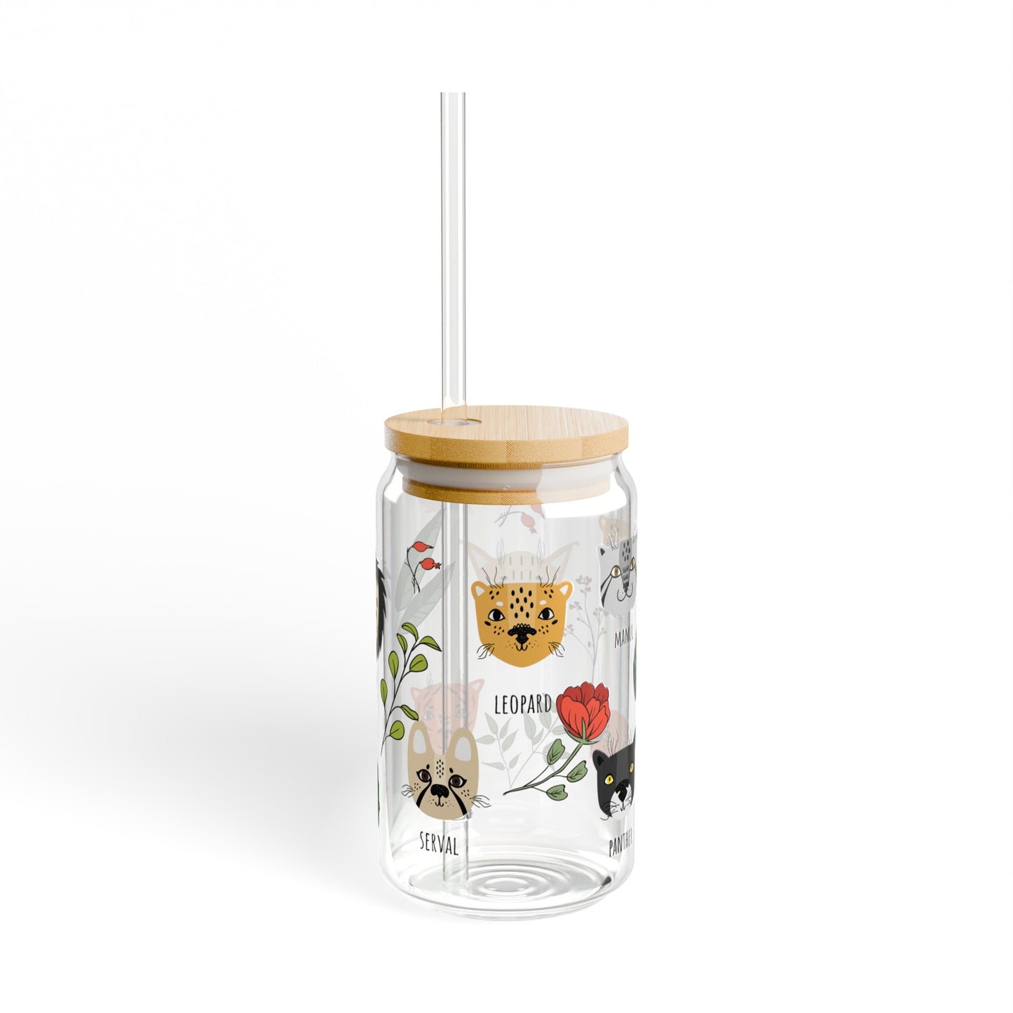 Exotic Cat Family Sipper Glass, 16oz