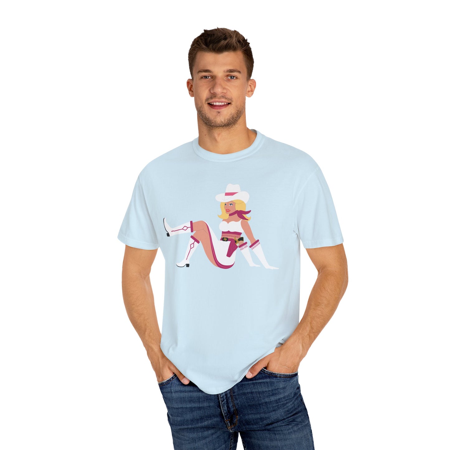 Vegas Vikki Retro PinUp Cowgirl Unisex Garment-Dyed T-shirt