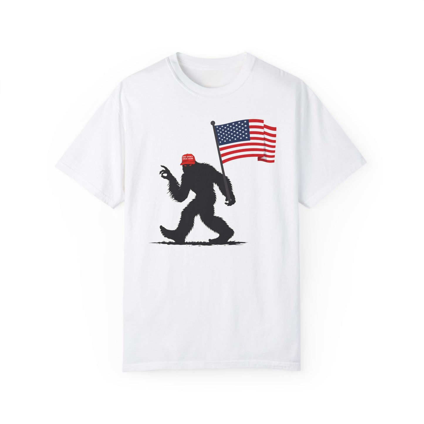 MAGA Hat Bigfoot OK USA Flag Color Comfort Unisex T-shirt